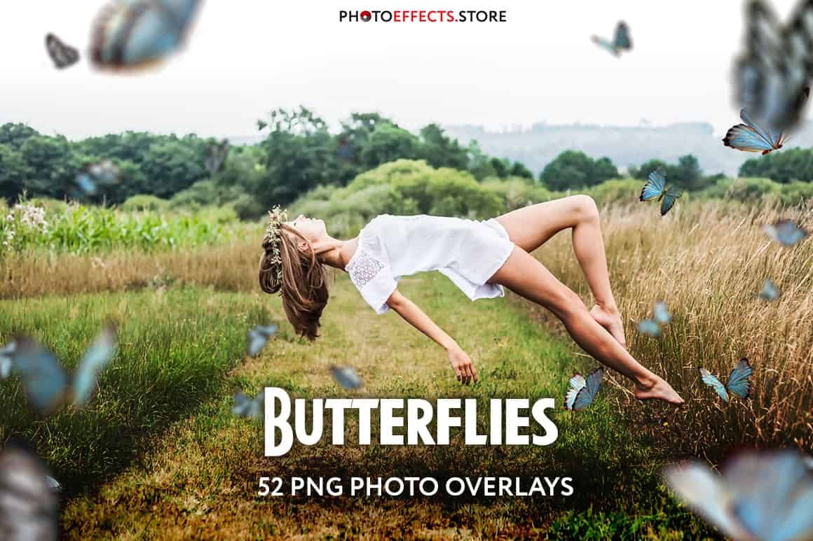 52+唯美蝴蝶照片叠加层背景图PS设计素材 52+ Butterflies Photo Overlays_img_2