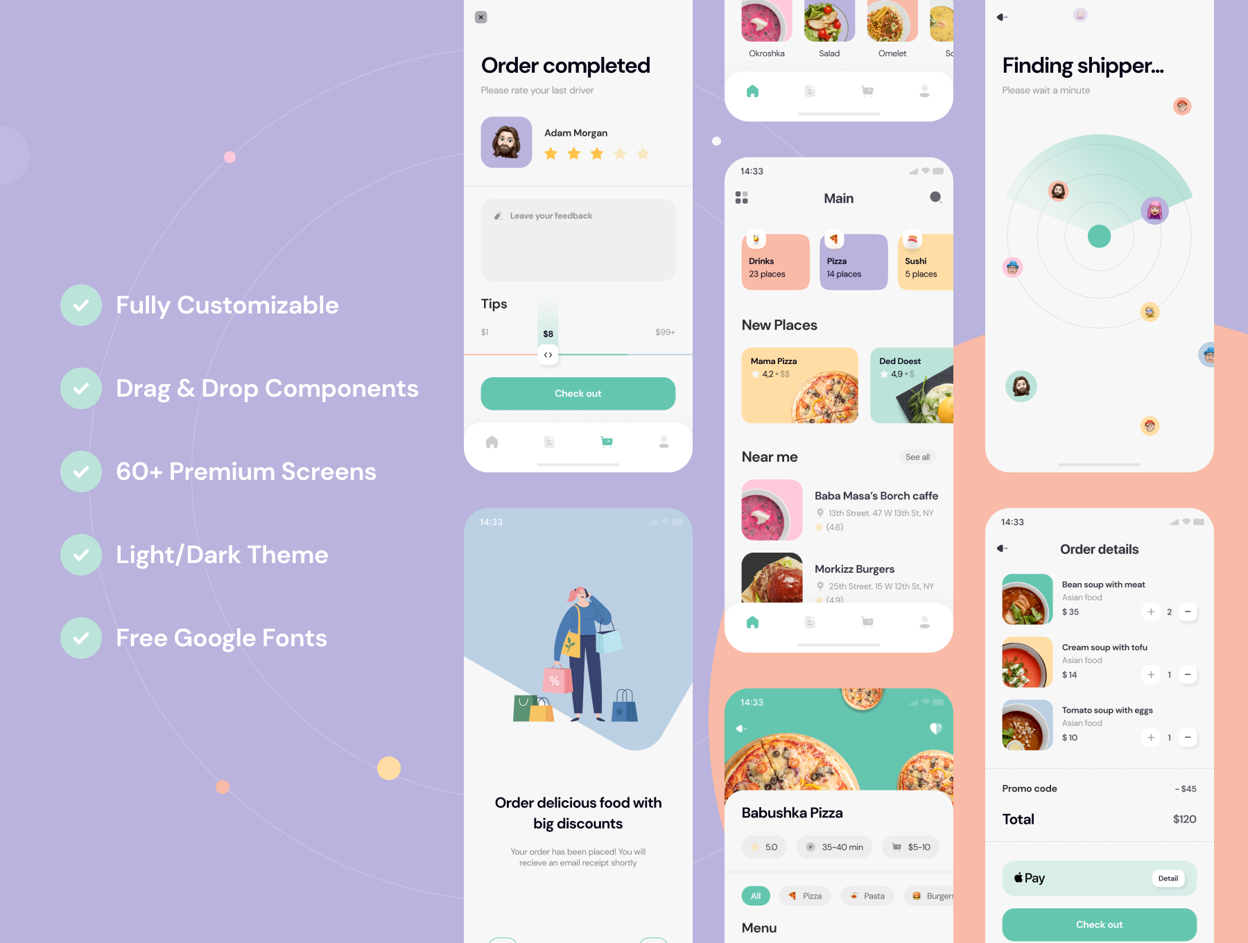 外卖应用程序软件APP设计模板素材 Yummyz - Food Delivery UI Kit_img_2