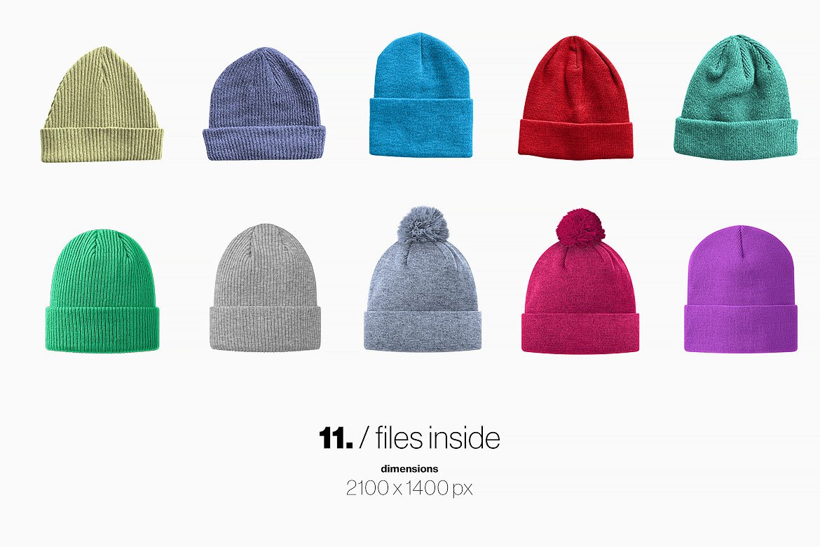 豆豆帽毛线帽子设计展示贴图样机合集 Beanie Mockups Set_img_2