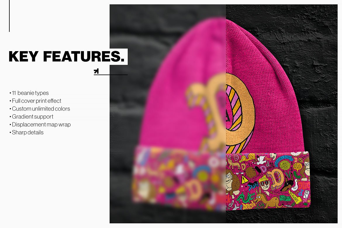 豆豆帽毛线帽子设计展示贴图样机合集 Beanie Mockups Set_img_2