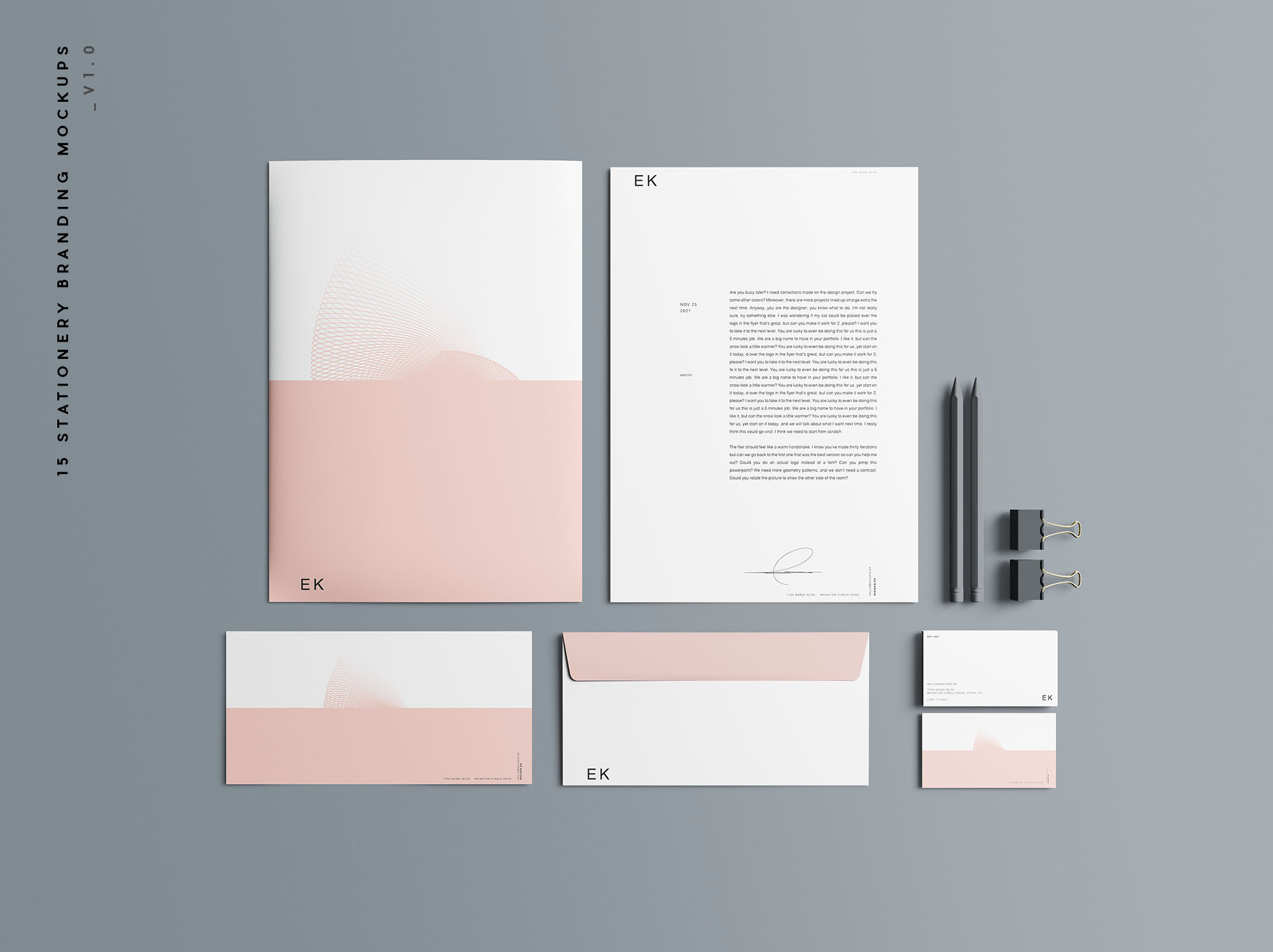 15款品牌标志VI设计办公用品展示贴图样机PSD模板素材 15 Stationery Branding Mockups_img_2