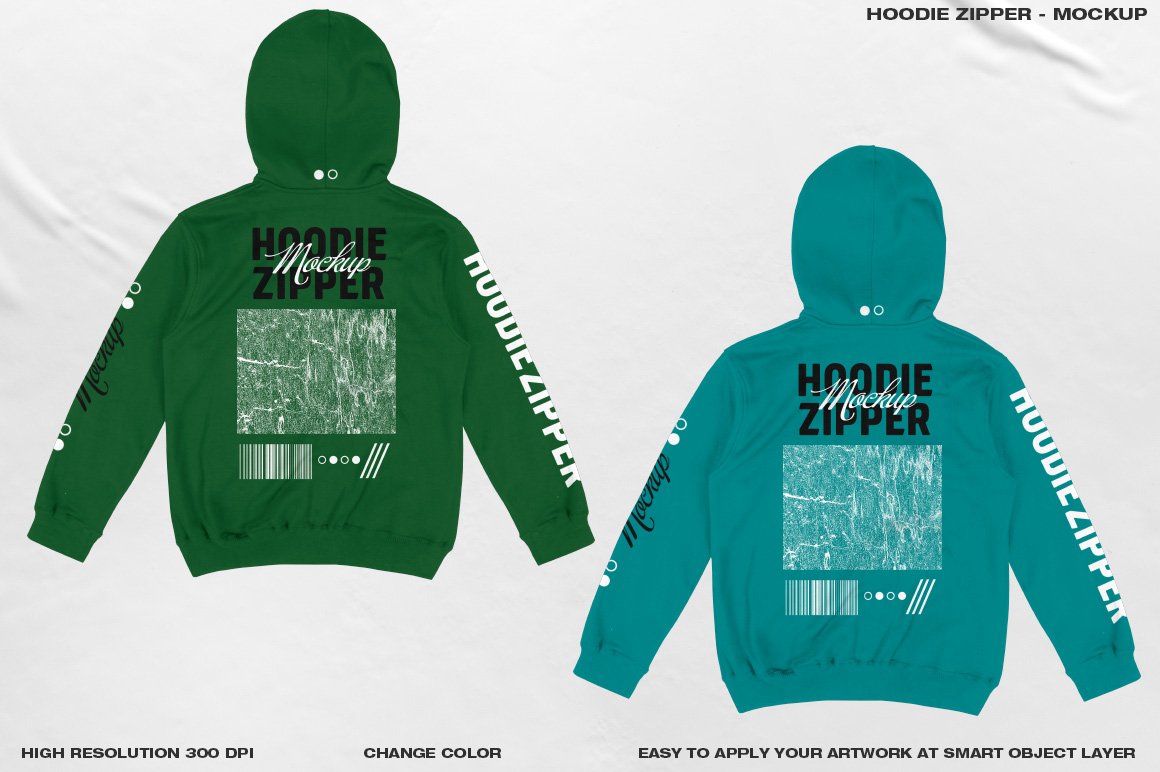 带拉链连衣帽卫衣设计贴图样机模板素材 Hoodie Zipper - Mockup_img_2