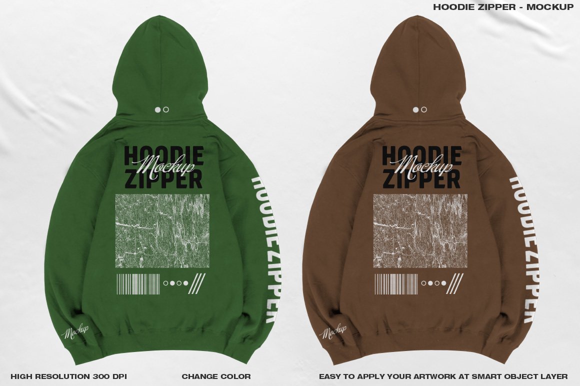 带拉链连衣帽卫衣设计贴图样机模板素材 Hoodie Zipper - Mockup_img_2