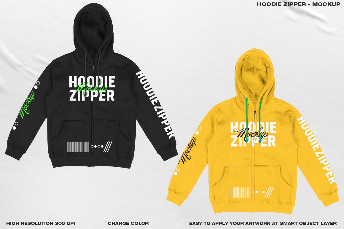 带拉链连衣帽卫衣设计贴图样机模板素材 Hoodie Zipper - Mockup_img_2