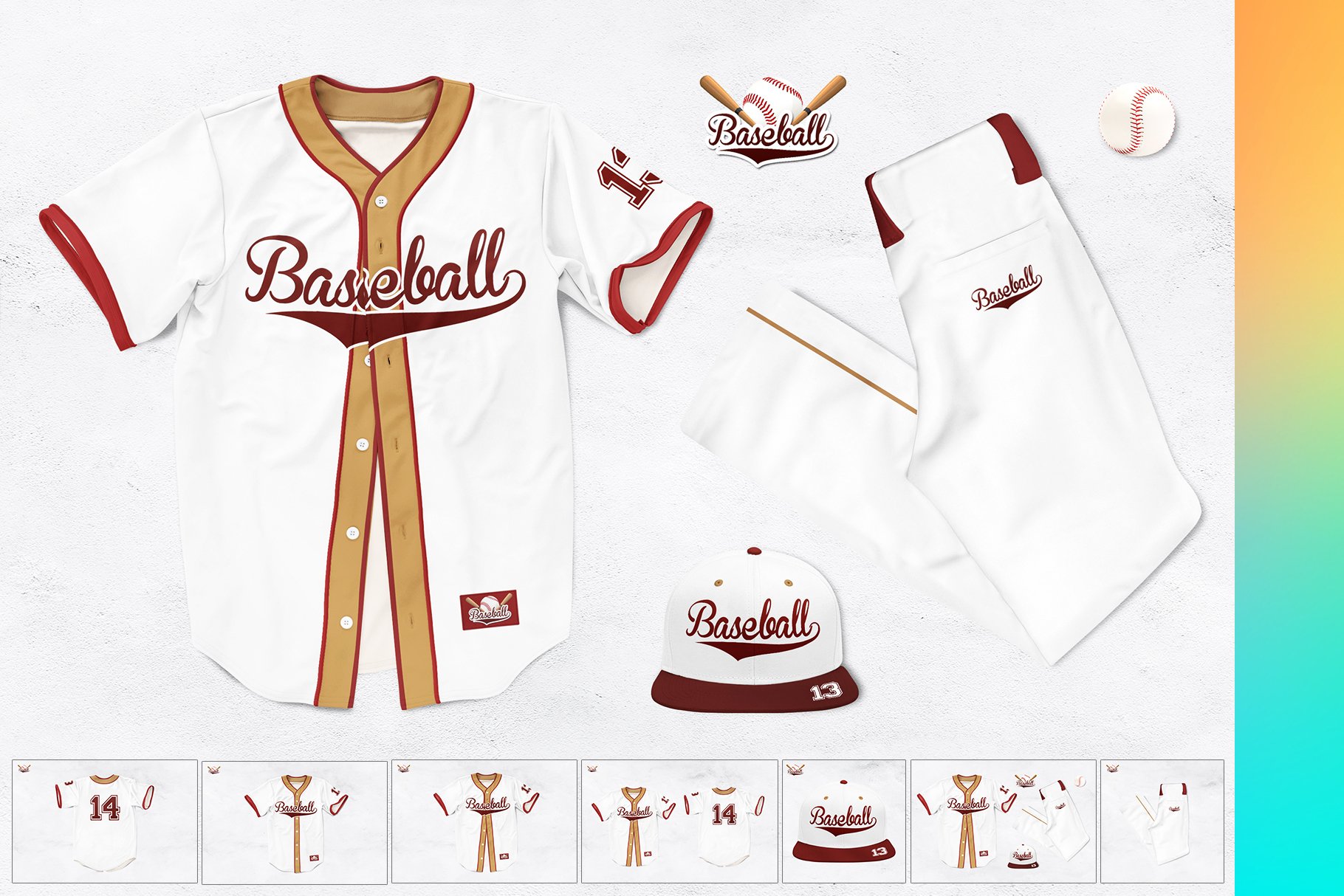 棒球服装设计贴图样机套装 Baseball Clothing Set Mock-ups_img_2