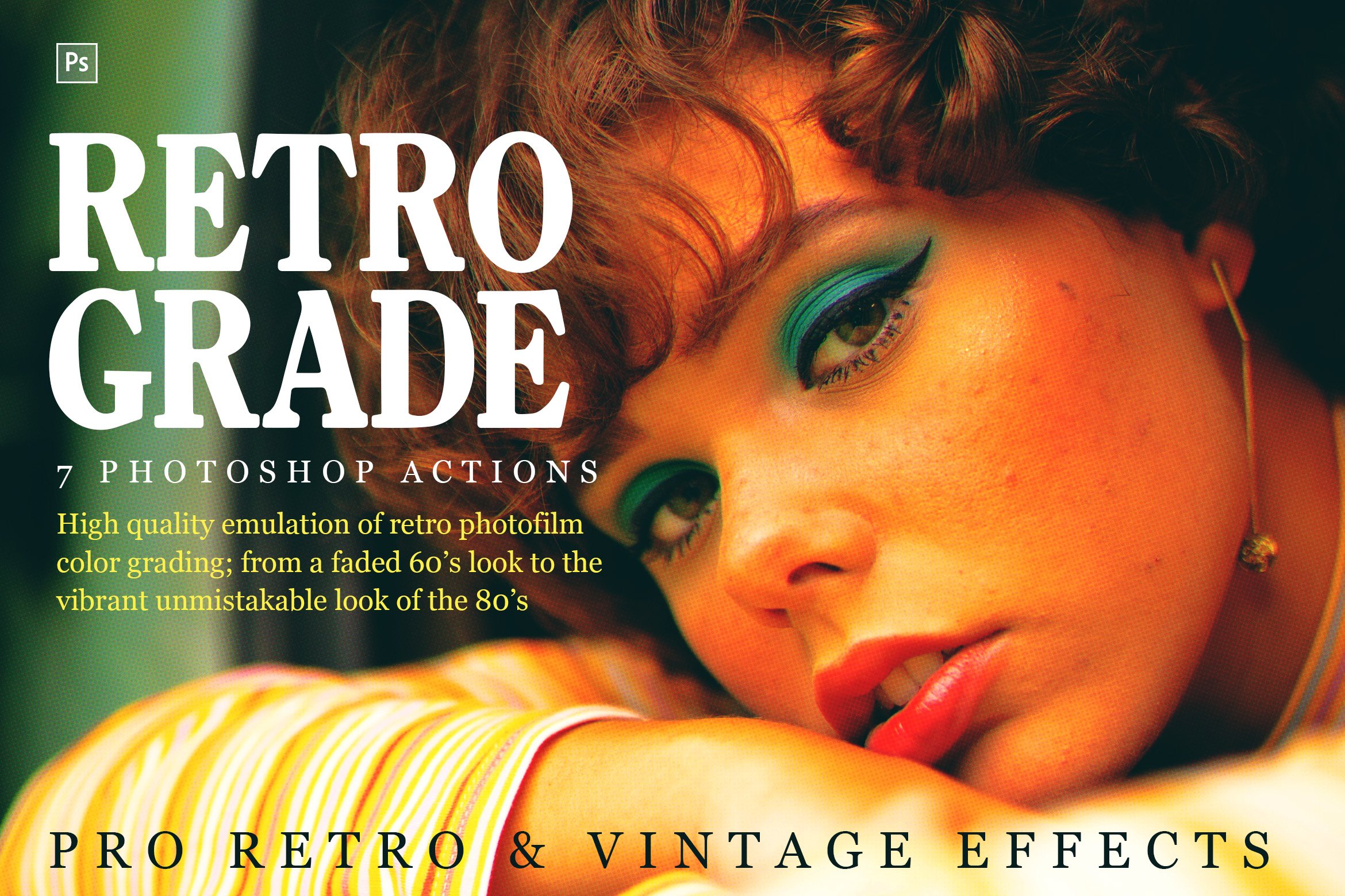 潮流粗糙复古效果照片海报封面设计Ps素材套装 Retrograde Retro and Vintage Effects_img_2