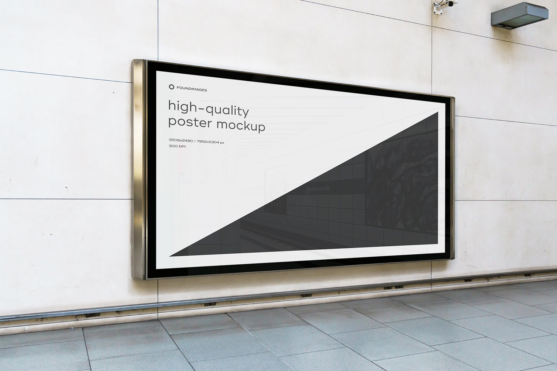 59款逼真地铁通道车站灯箱广告牌设计Ps智能贴图样机模板 Subway Poster Mockup Bundle Metro_img_2