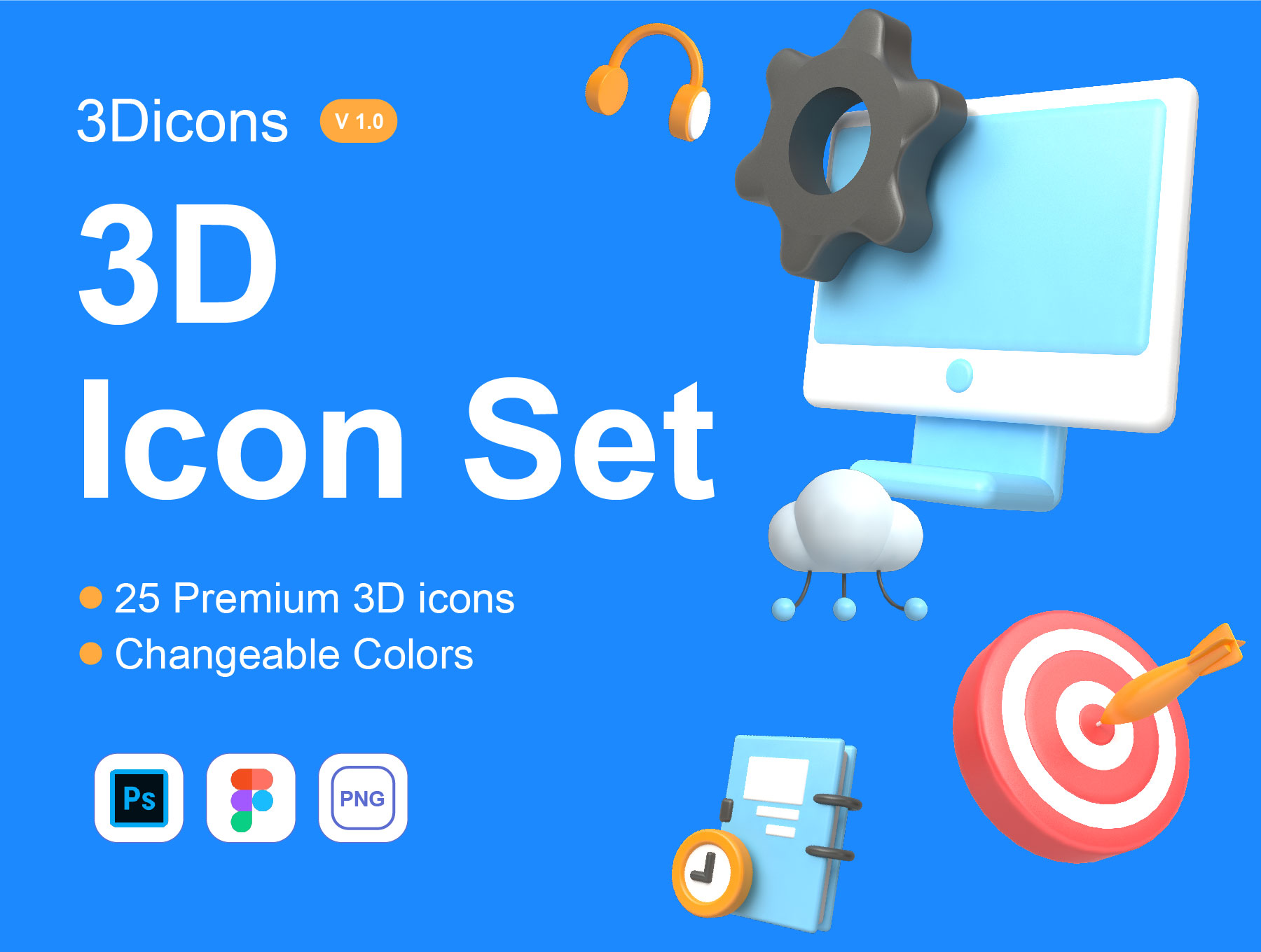 25个高级APP网站界面设计3D图标素材 3D Icons Set_img_2