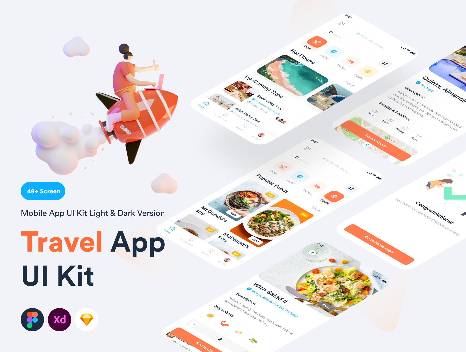 现代时尚旅行社APP应用程序界面设计UI套件素材 Travel App UI Kit_img_2