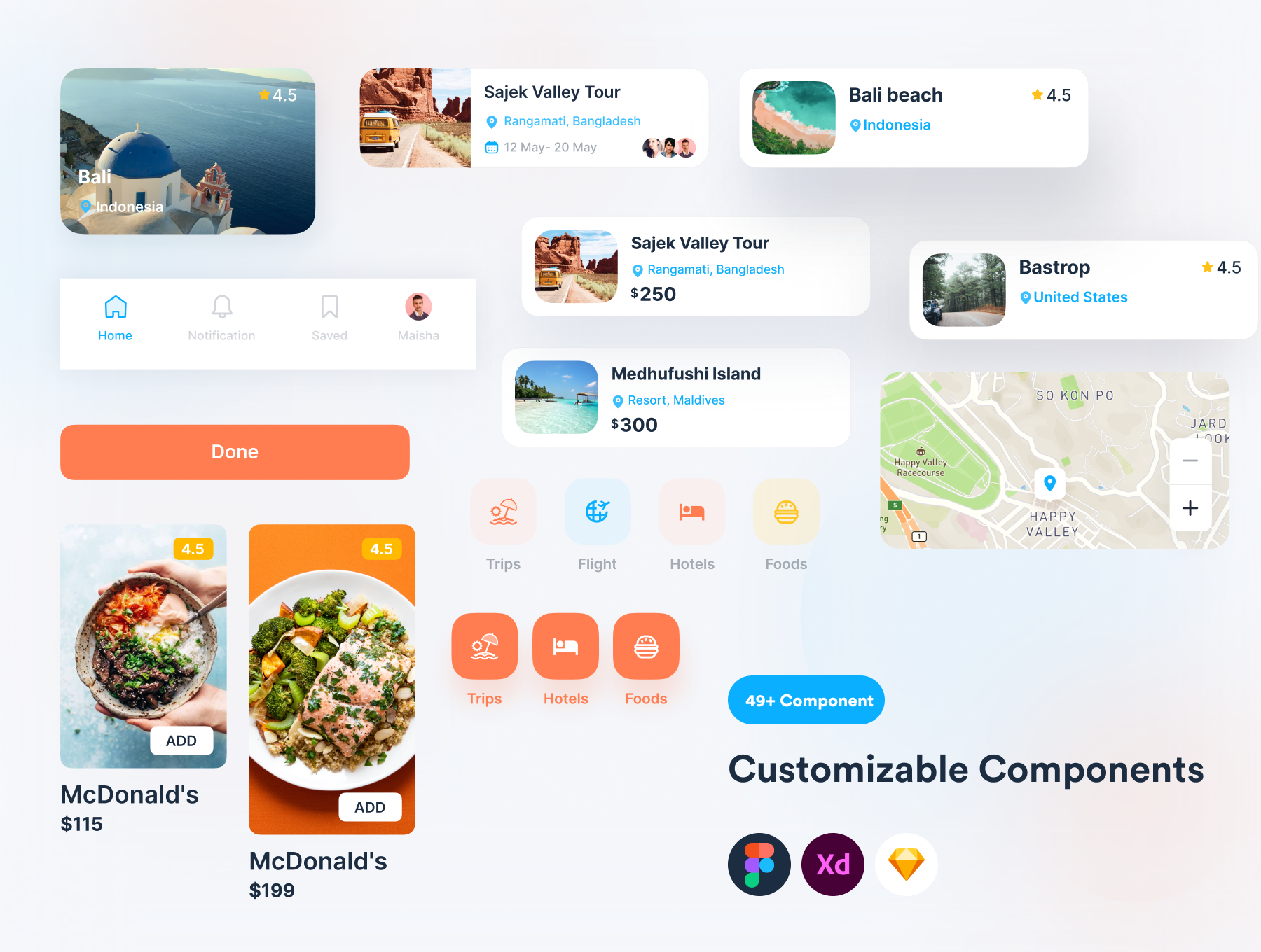 现代时尚旅行社APP应用程序界面设计UI套件素材 Travel App UI Kit_img_2