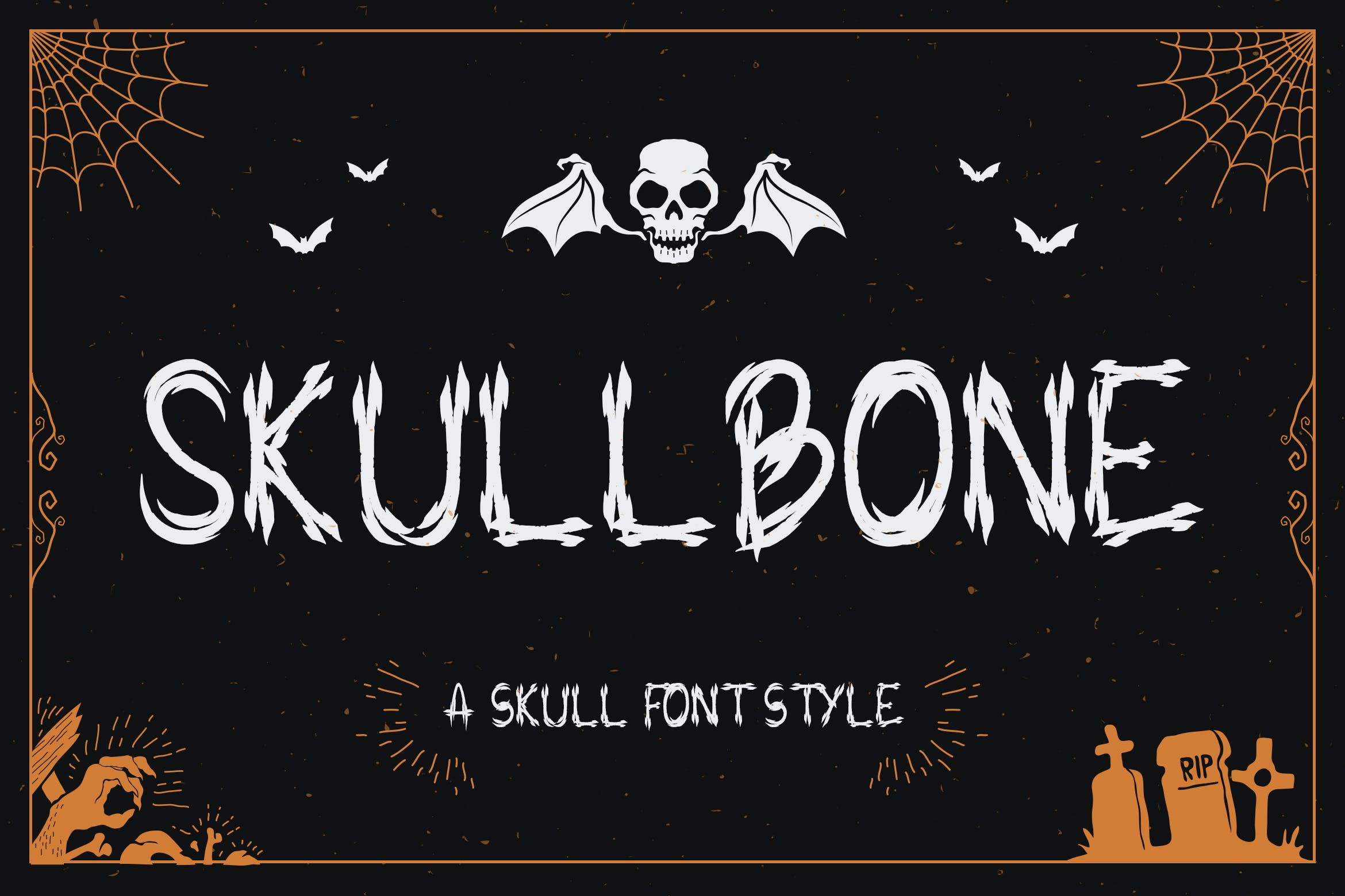 时尚恐怖品牌标志徽标logo设计装饰性英文字体 Skullbone – A Skull Font Style_img_2