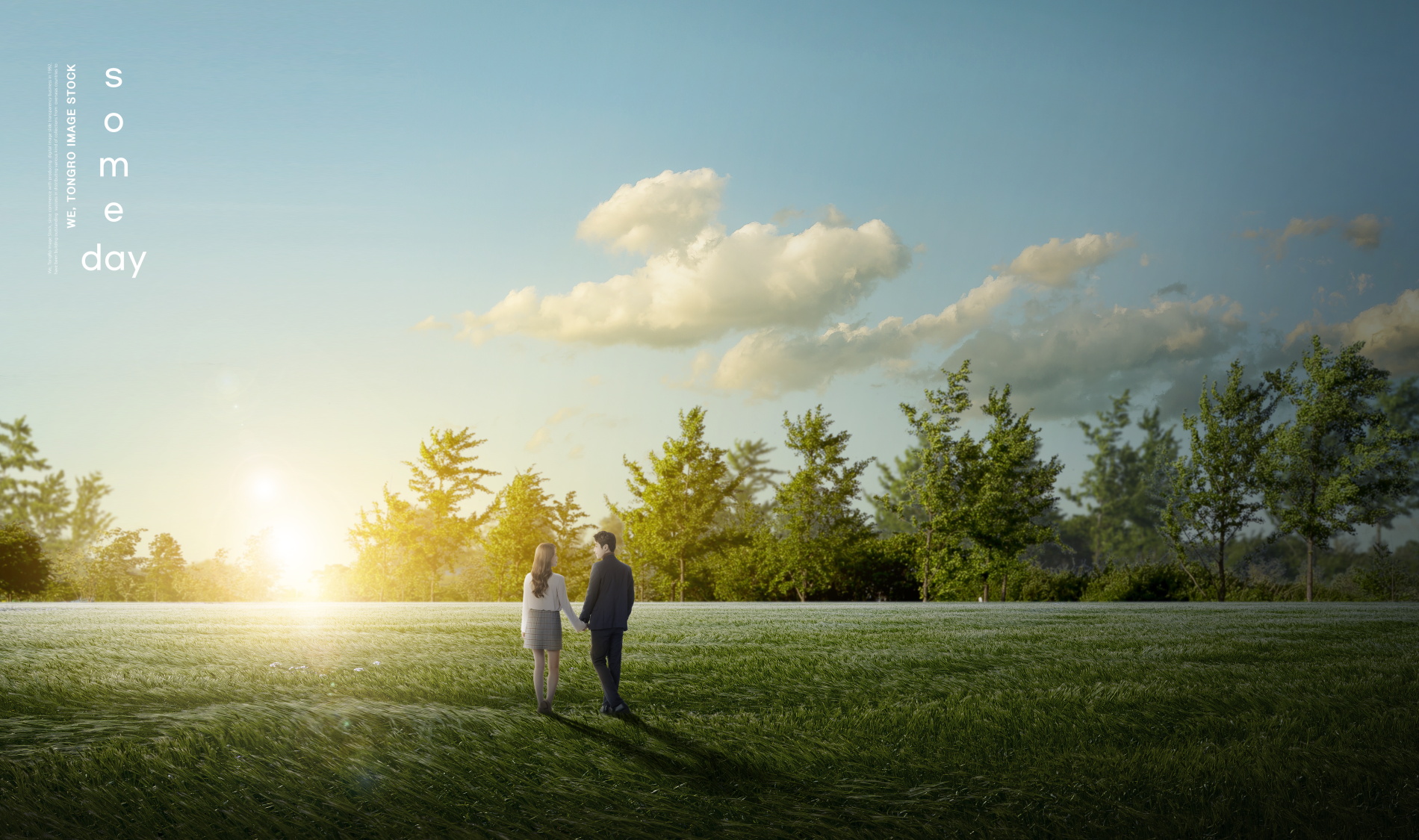 时尚合成风景草地婚纱情侣照片修图PSD设计素材源文件 Wedding Photo Template_img_2