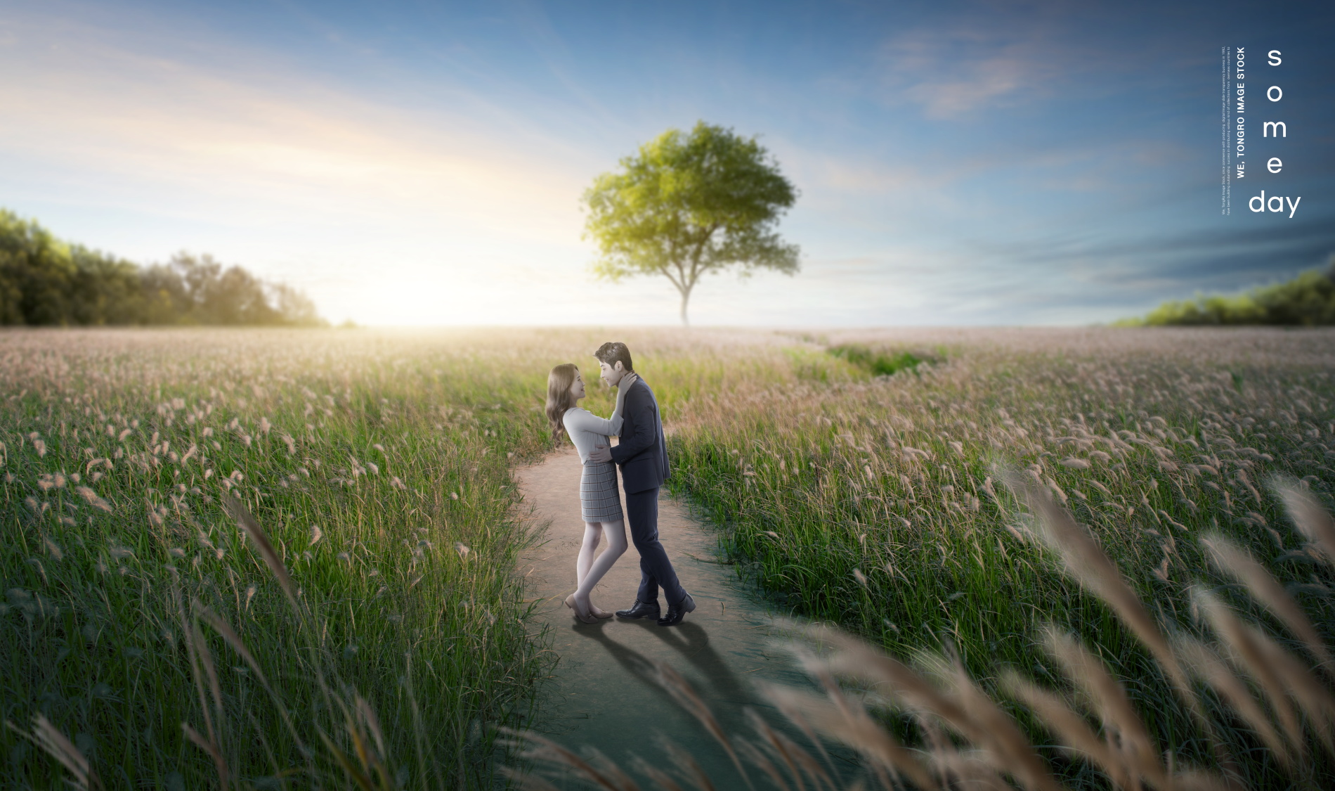 时尚合成风景草地婚纱情侣照片修图PSD设计素材源文件 Wedding Photo Template_img_2