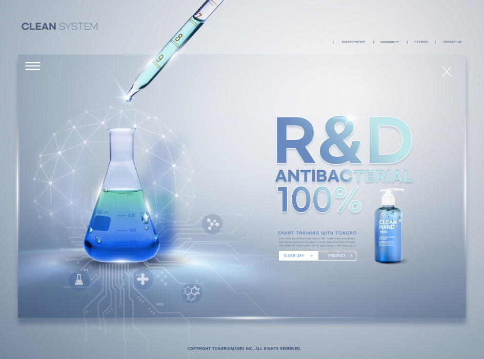 时尚生物科技保养品分子精华网站登陆页设计PSD模版素材 Biotechnology Website Template_img_2