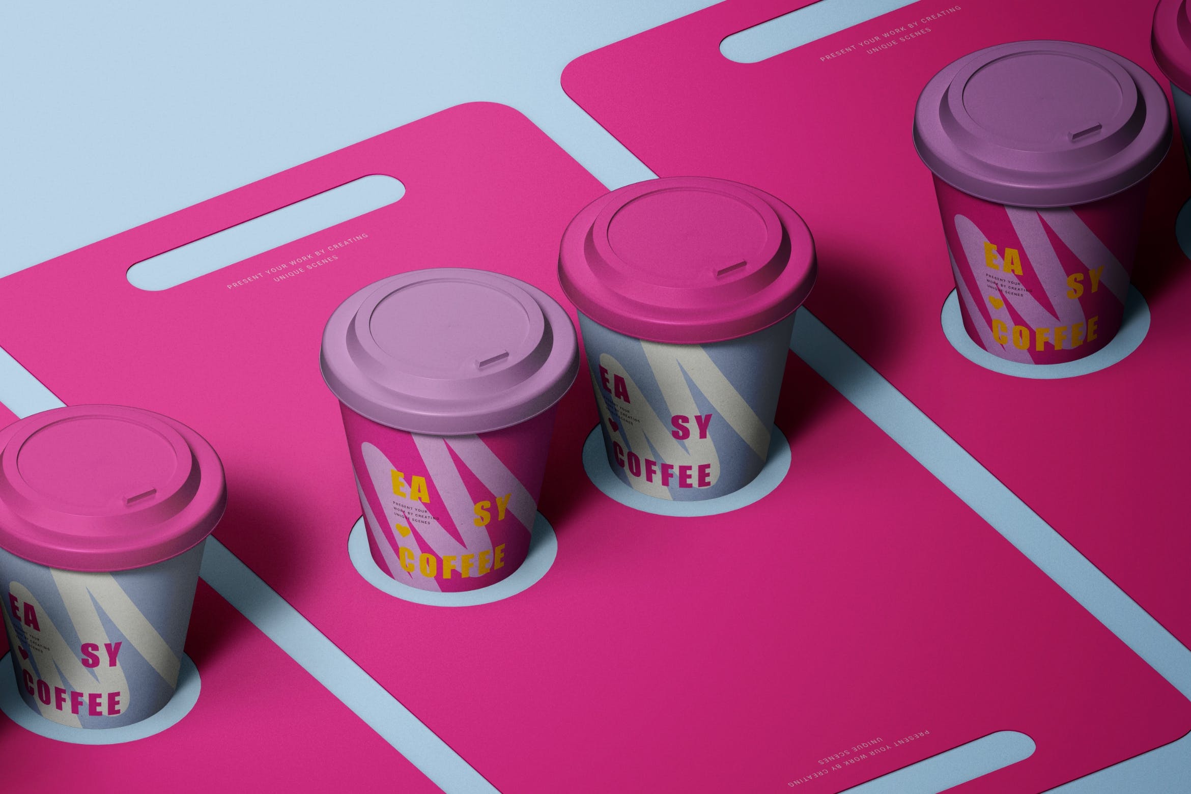 一次性外卖咖啡纸杯设计展示样机素材 Coffee Cup Holder Mockup_img_2