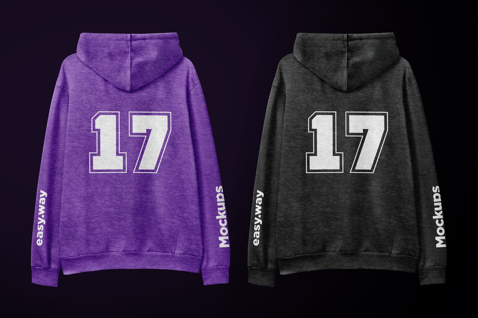 极简连衣帽卫衣印花图案设计贴图样机PSD模版 Heather Hoodie Back View PSD Mockup_img_2