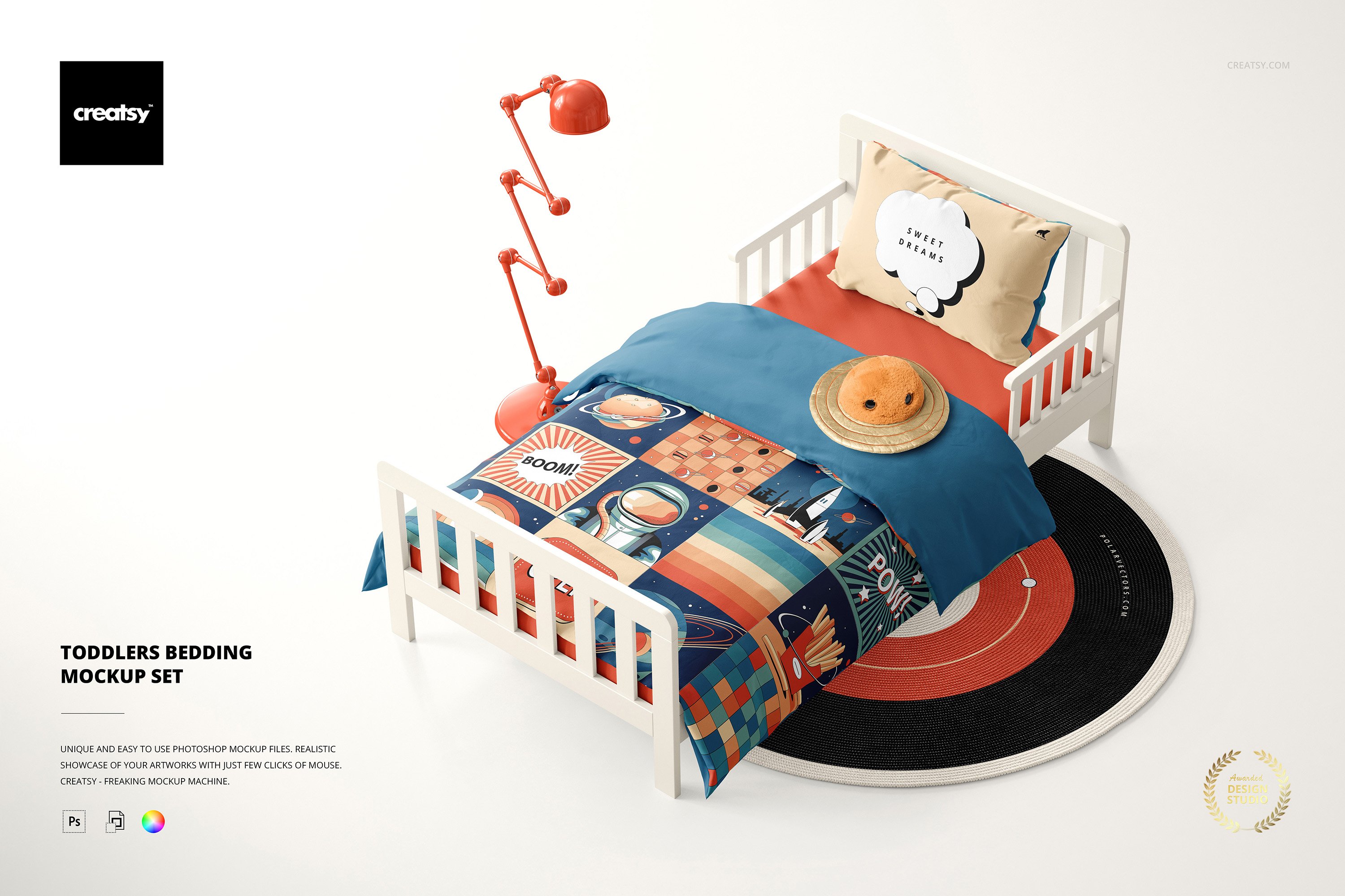 时尚幼儿床上用品家纺四件套装印花图案设计展示样机合集 Toddlers Bedding Mockup Set_img_2