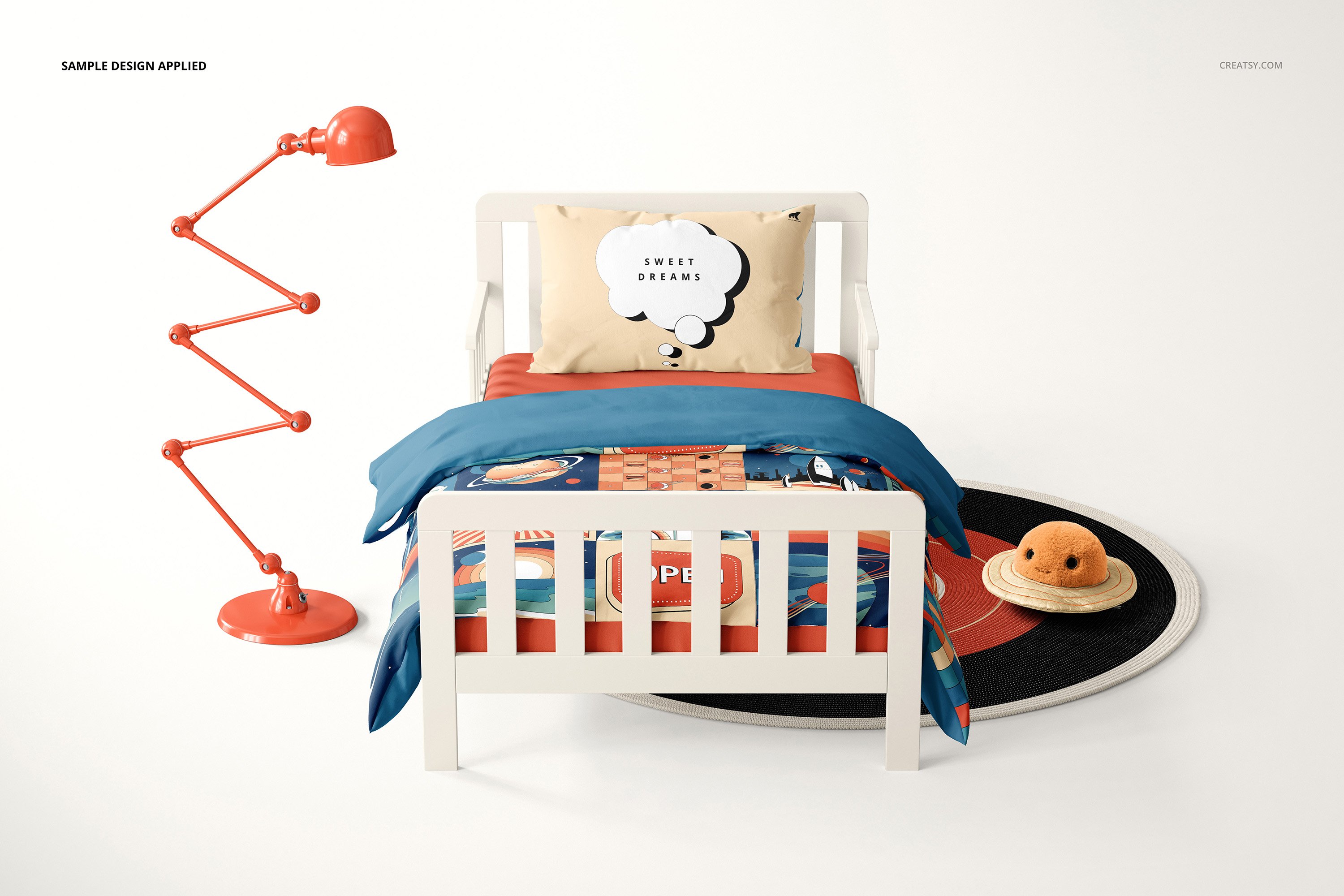 时尚幼儿床上用品家纺四件套装印花图案设计展示样机合集 Toddlers Bedding Mockup Set_img_2