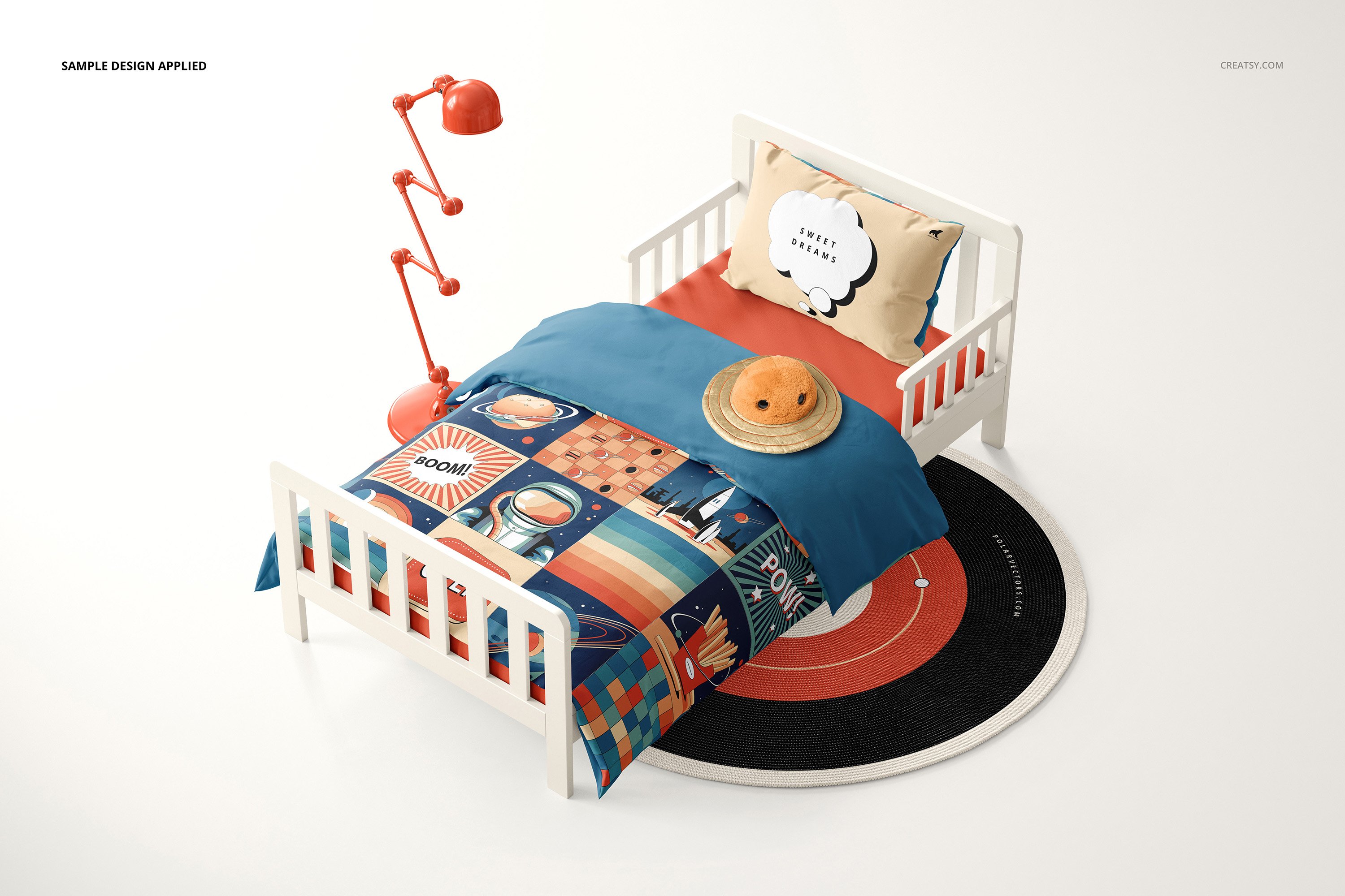 时尚幼儿床上用品家纺四件套装印花图案设计展示样机合集 Toddlers Bedding Mockup Set_img_2