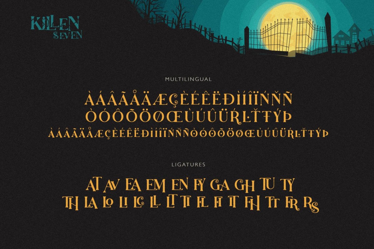 复古万圣节品牌杂志徽标logo设计衬线英文字体 Killen Seven_img_2