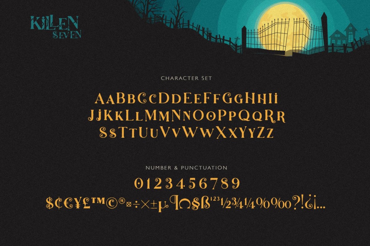 复古万圣节品牌杂志徽标logo设计衬线英文字体 Killen Seven_img_2