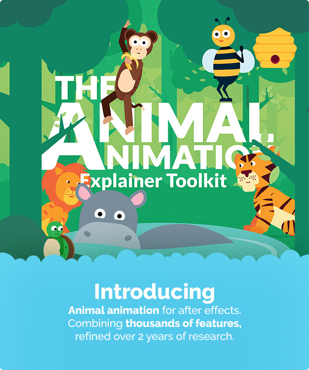 AE模板 有趣动物角色绑定动作卡通MG动画预设工具包V2 Animal Character Animation Explainer Toolkit_img_2