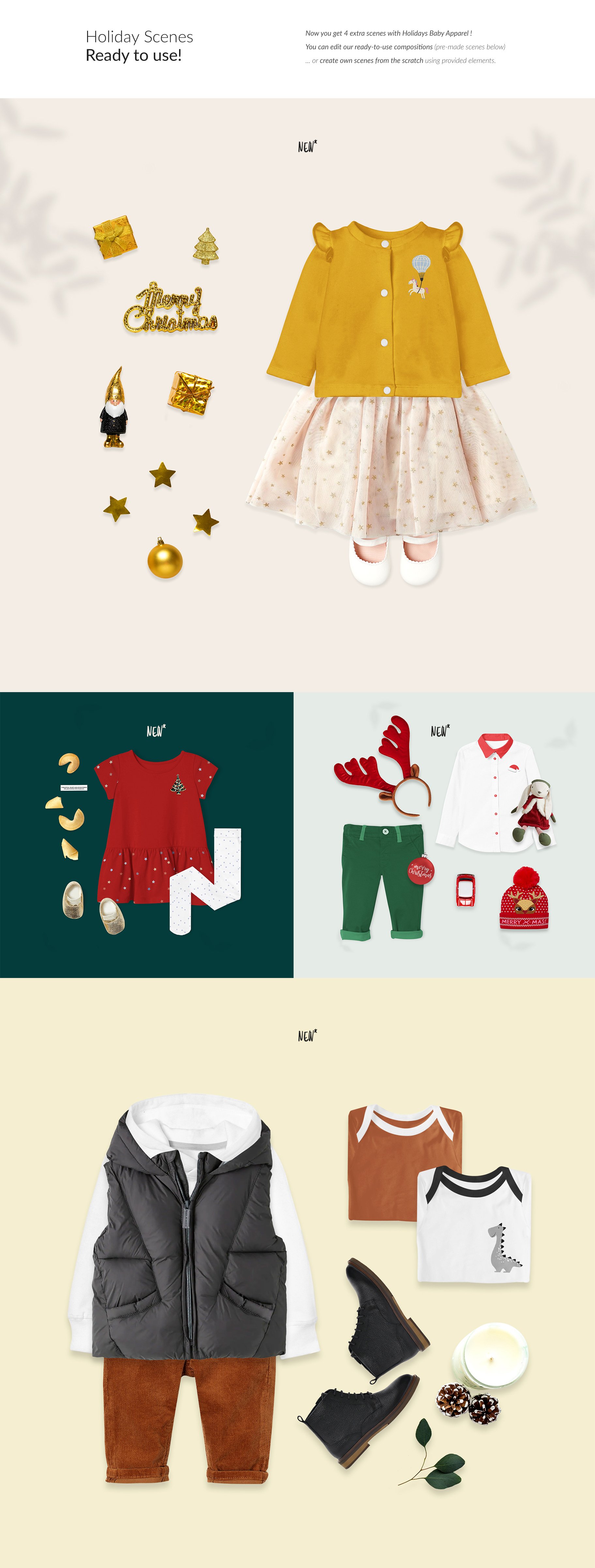 超级婴儿T恤贸易裤子连身衣服饰设计Ps智能贴图样机套装 Baby Lookbook Mockup Creator Bundle_img_2