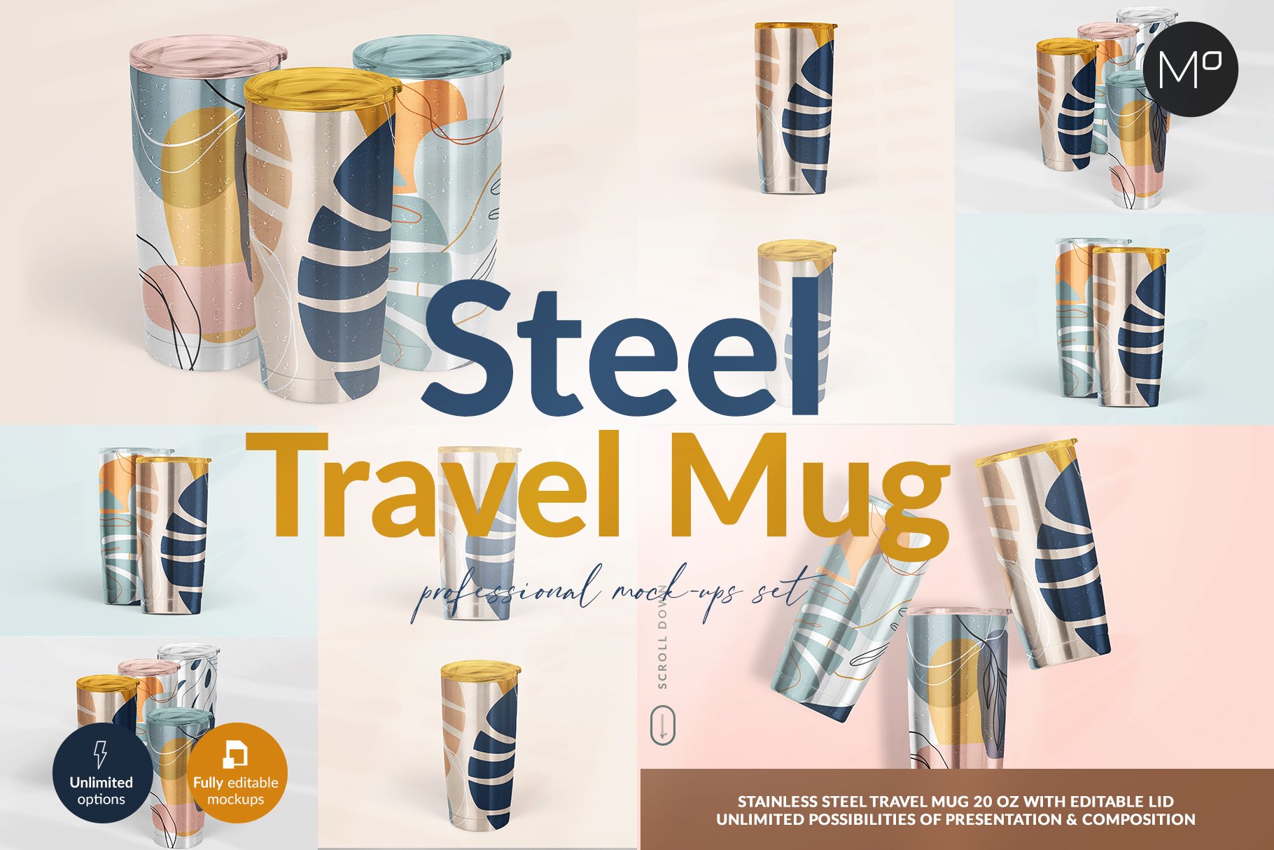 不锈钢旅行保温杯设计贴图样机合集 Travel Mug Professional Mock-ups Set_img_2