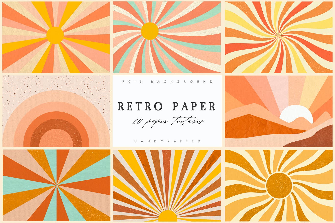 60年代复古嬉皮纸张背景图案设计素材 Retro Groovy Paper Backgrounds_img_2