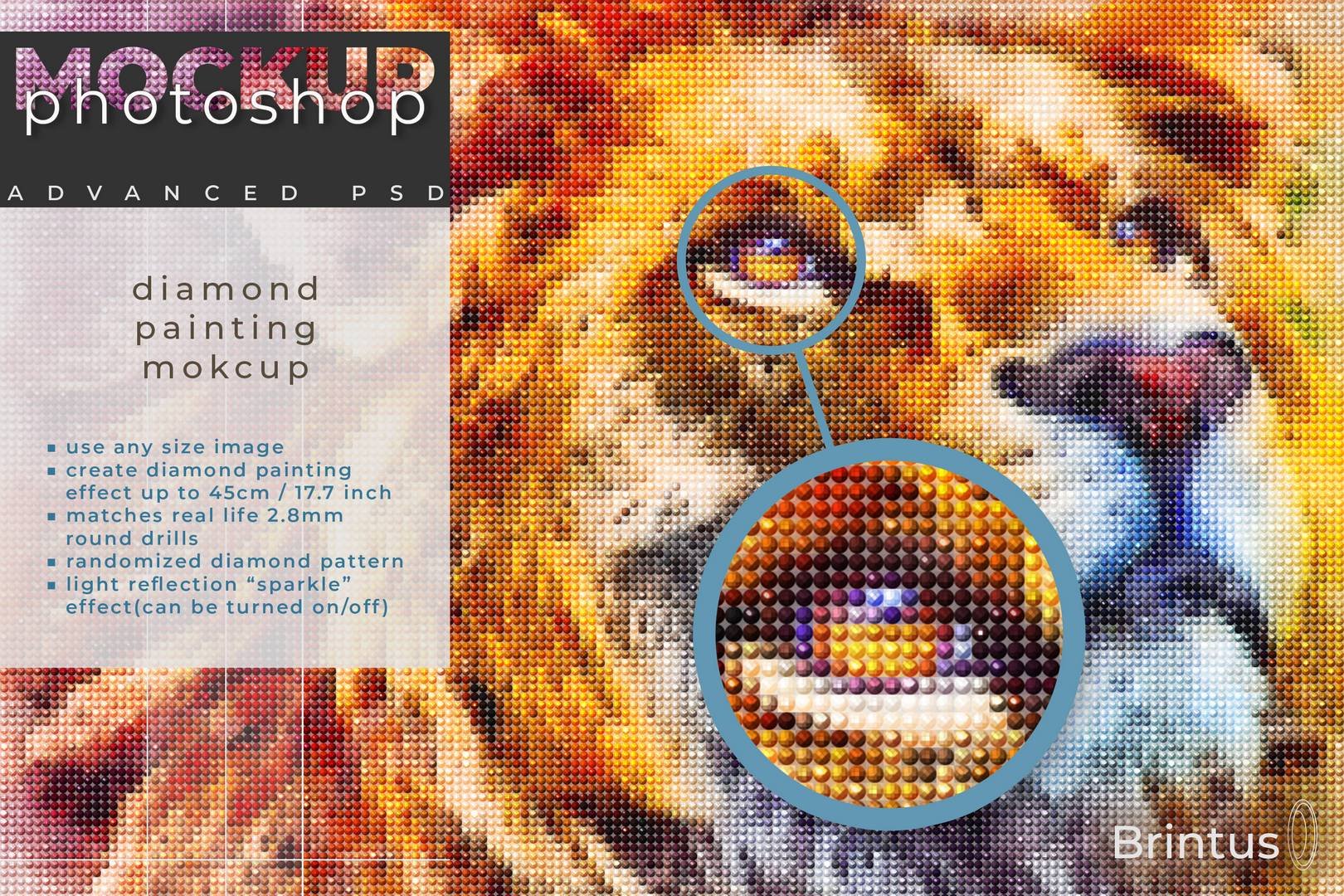 圆形钻石绘画效果照片处理特效Ps样机源文件 Round Diamond Painting Mockup_img_2