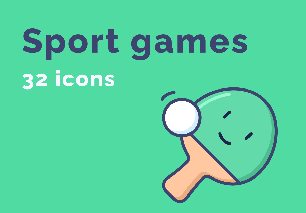 32个可爱体育运动矢量图标设计素材 Emotion Of Sports Games Icons Set_img_2