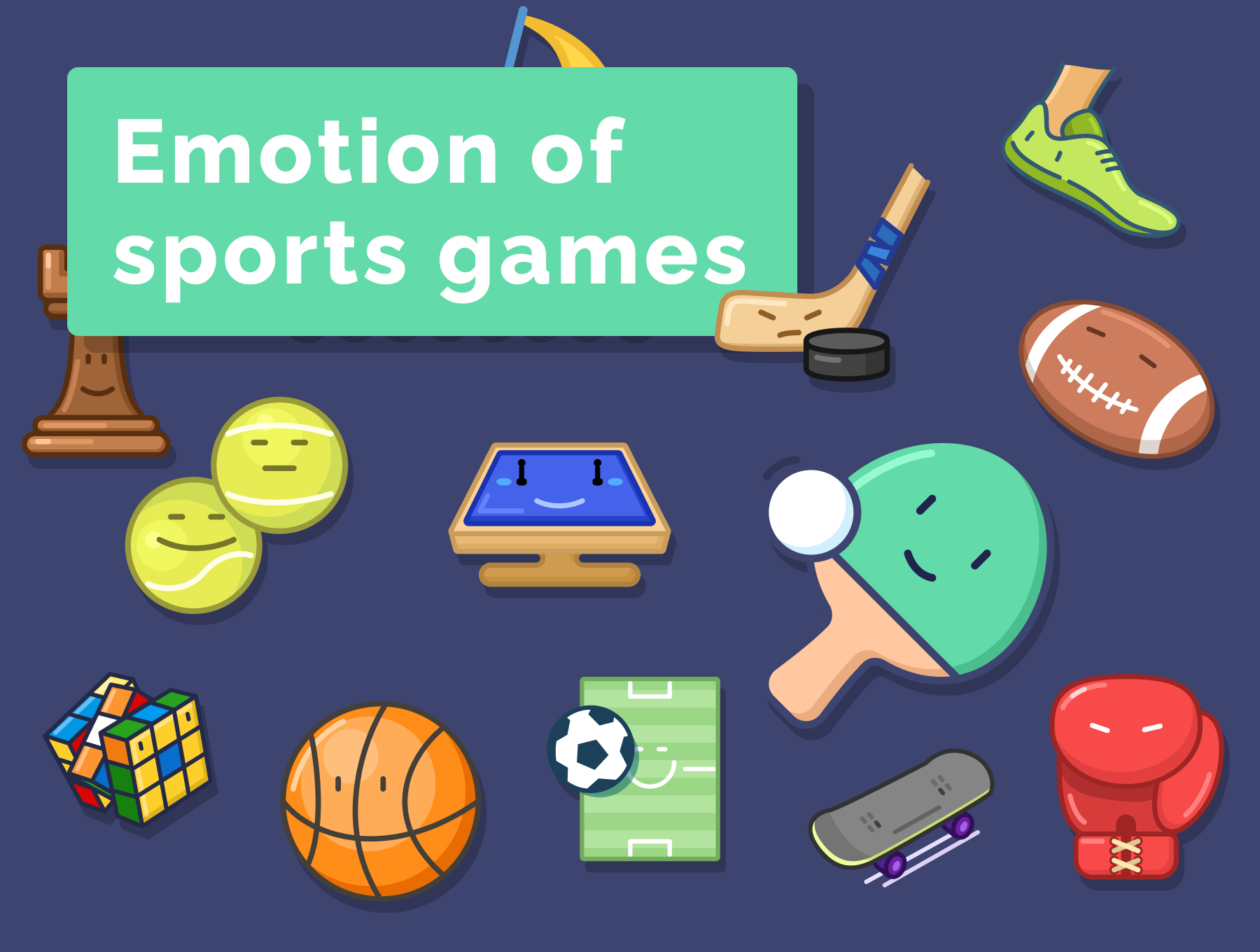 32个可爱体育运动矢量图标设计素材 Emotion Of Sports Games Icons Set_img_2