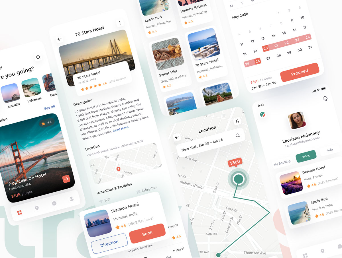 现代简约旅行酒店预订APP应用程序界面设计UI素材 Traviosa - Travel App UI KIT Design_img_2