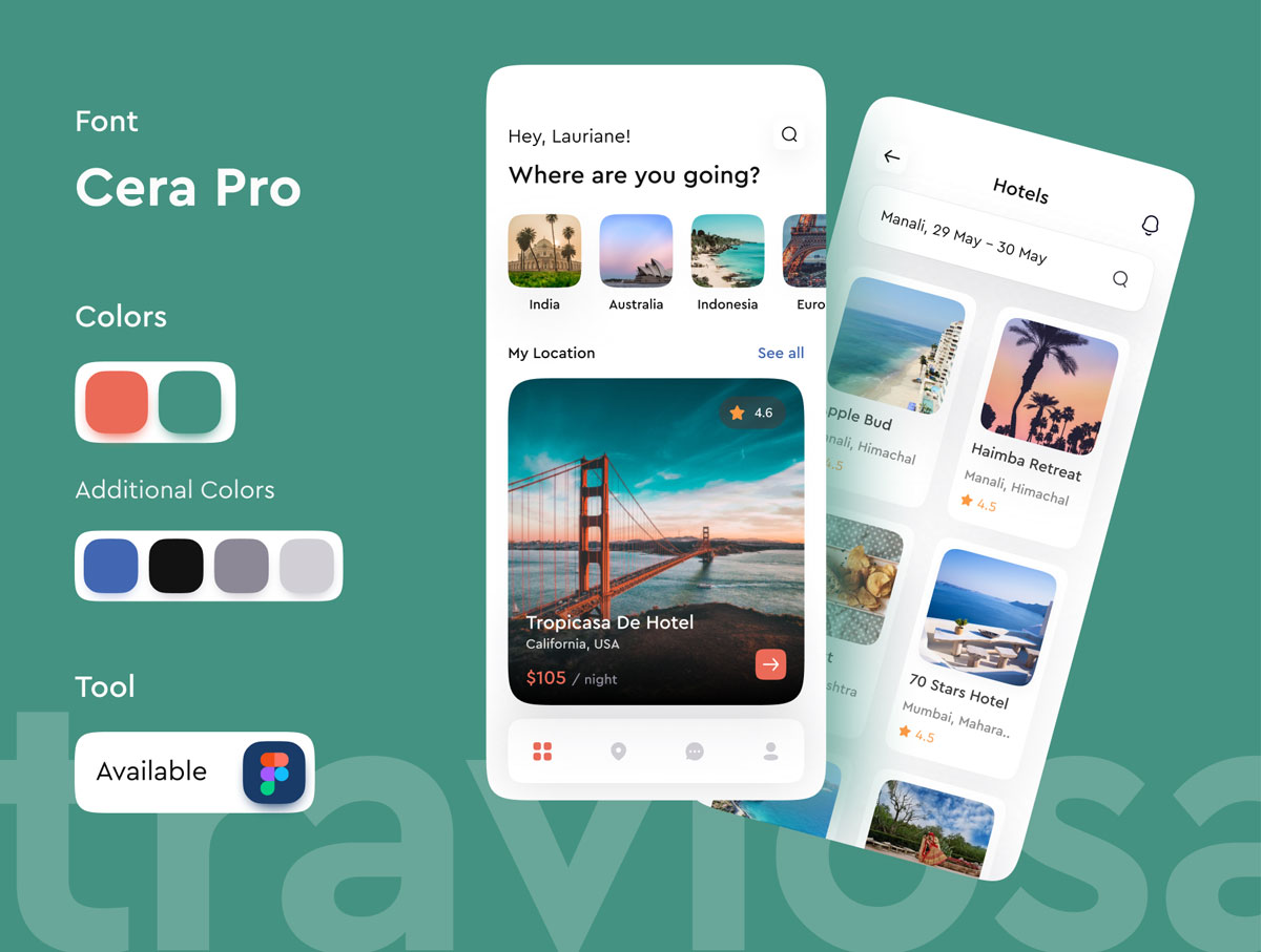 现代简约旅行酒店预订APP应用程序界面设计UI素材 Traviosa - Travel App UI KIT Design_img_2