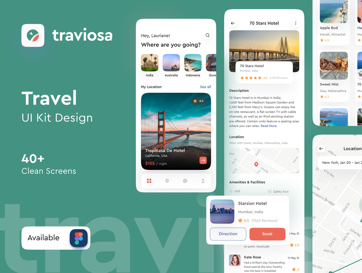 现代简约旅行酒店预订APP应用程序界面设计UI素材 Traviosa - Travel App UI KIT Design_img_2