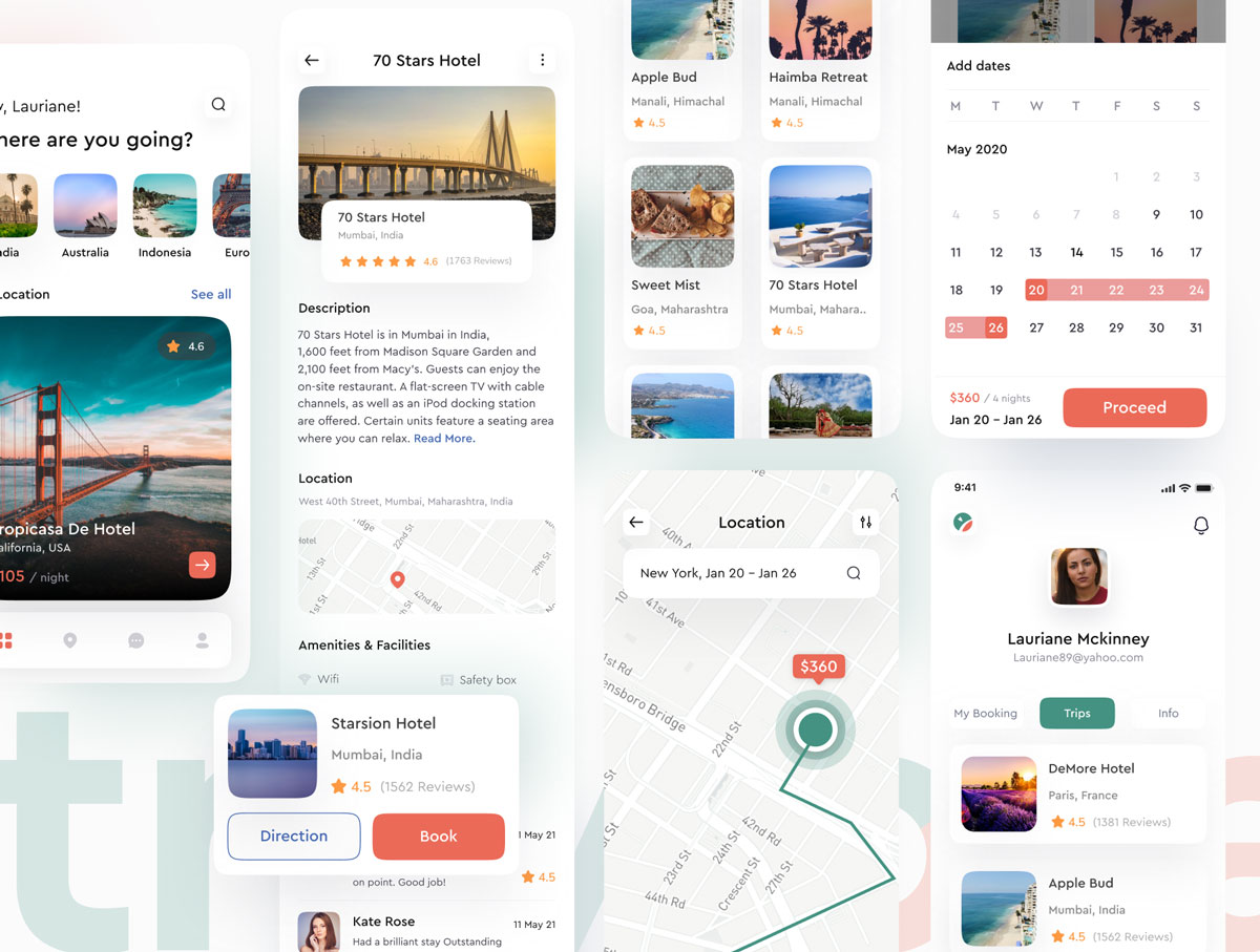 现代简约旅行酒店预订APP应用程序界面设计UI素材 Traviosa - Travel App UI KIT Design_img_2