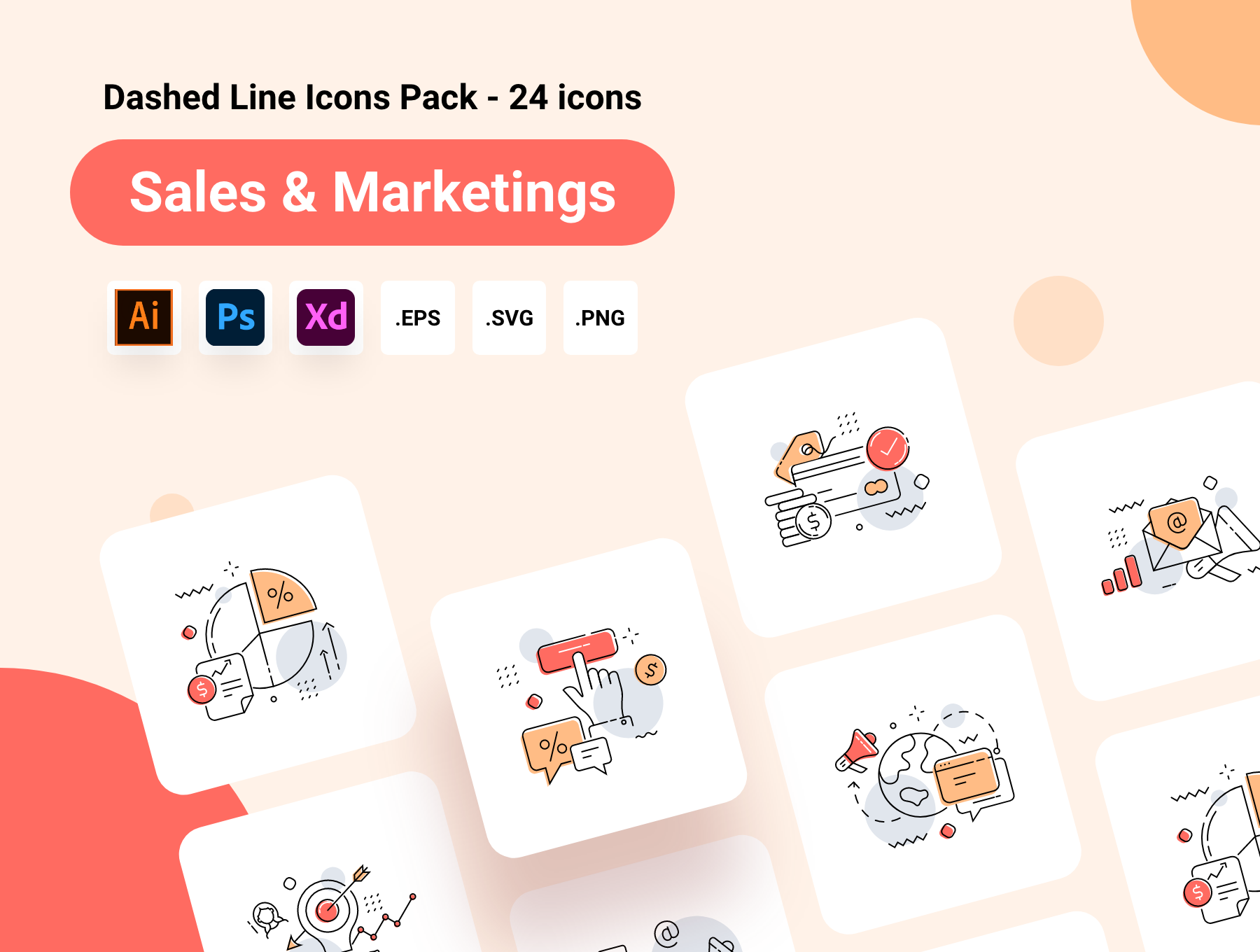 简约电商购物APP应用程序&网站设计线图标矢量素材 Icons Pack - Sales & Marketing_img_2