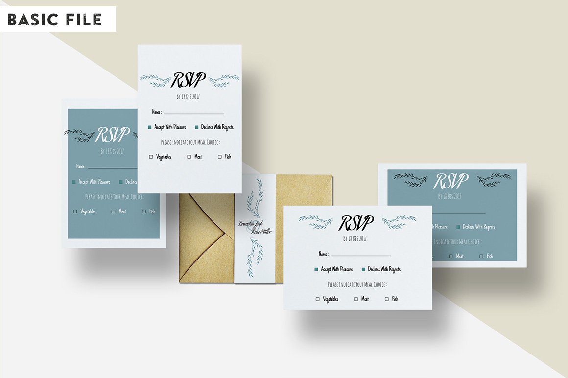 带信封邀请卡卡片设计PS贴图样机模板 Invitation Card Mockups 5x3.5 In_img_2