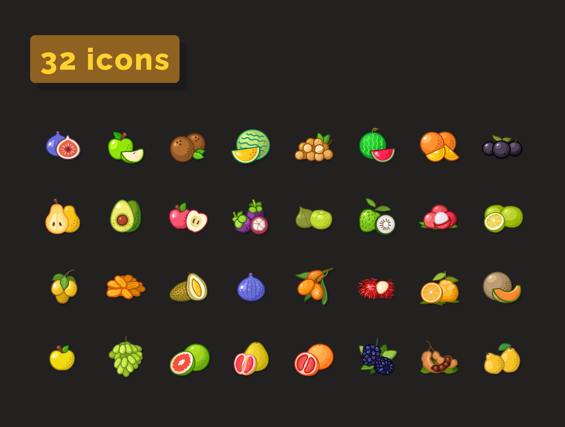 简约水果ICON图标设计矢量素材 Fruit Icons Set - Part II_img_2