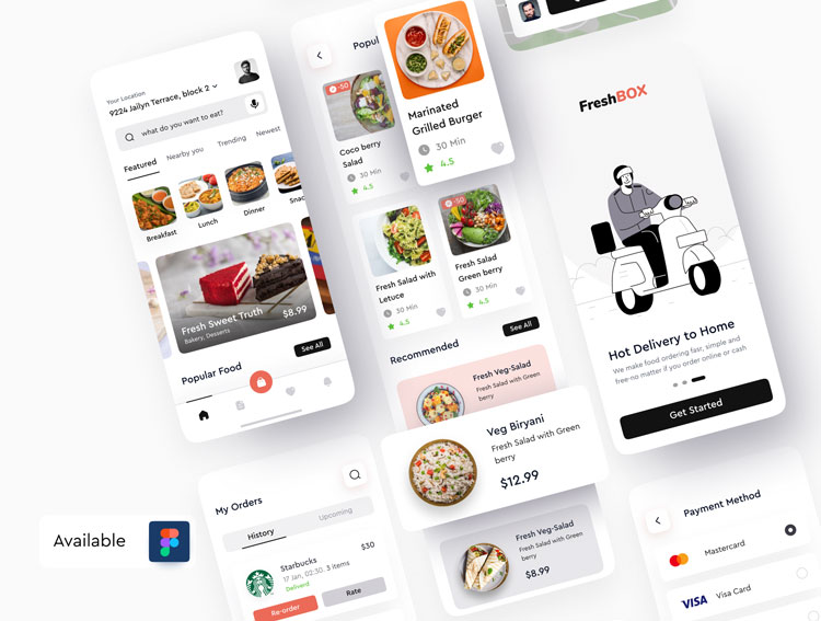 现代时尚食品美食预订外卖APP应用程序界面设计UI套件 FreshBox - Premium Food Order App UI Kit_img_2