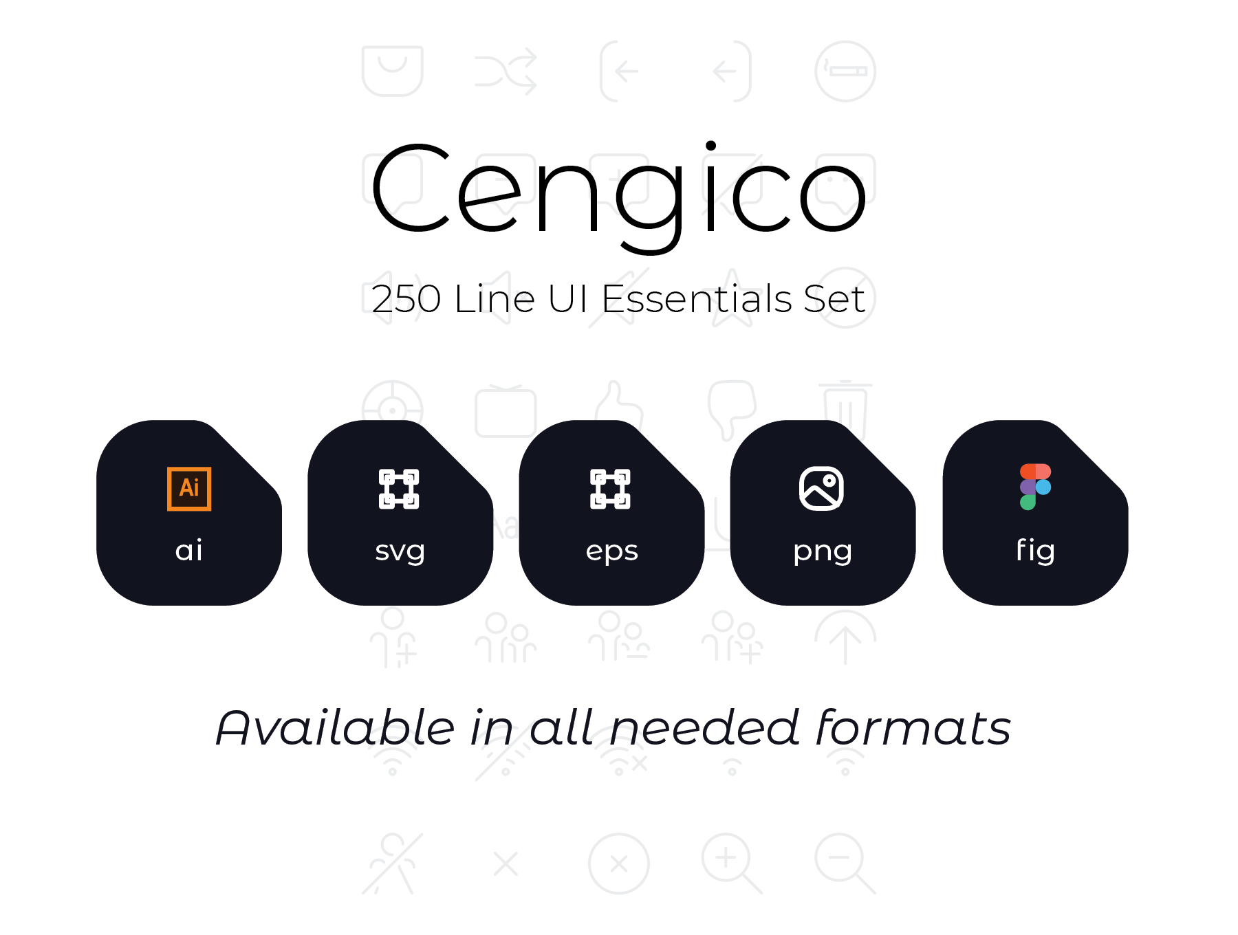 250+极简线条APP&WEB界面设计矢量图标素材 Cengico 250+ line Essentials UI Set_img_2