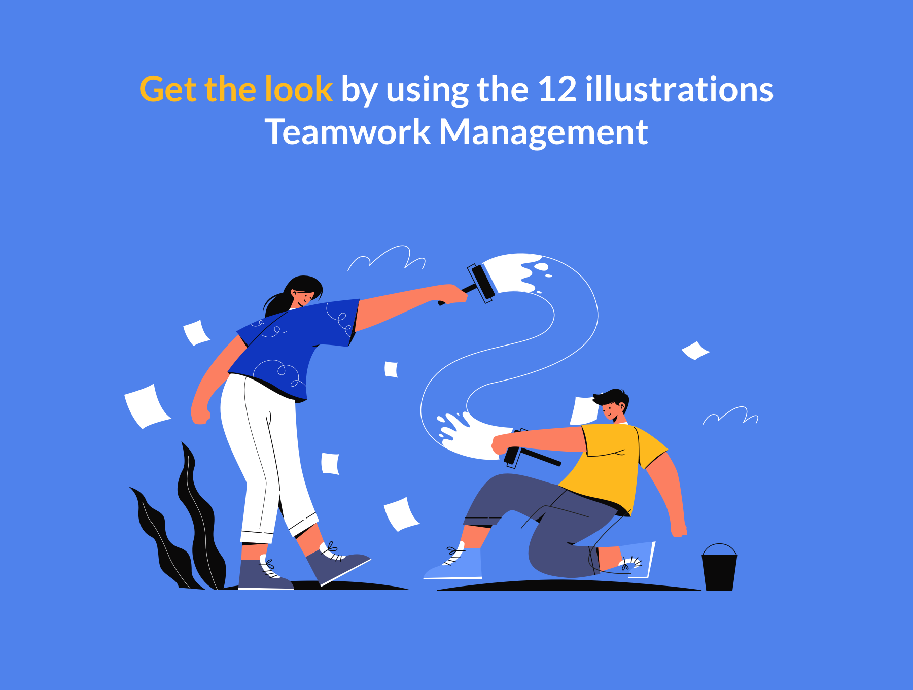 有趣团队协作金融APP界面设计矢量插图素材 Inteam - Team Management Illustration Set_img_2