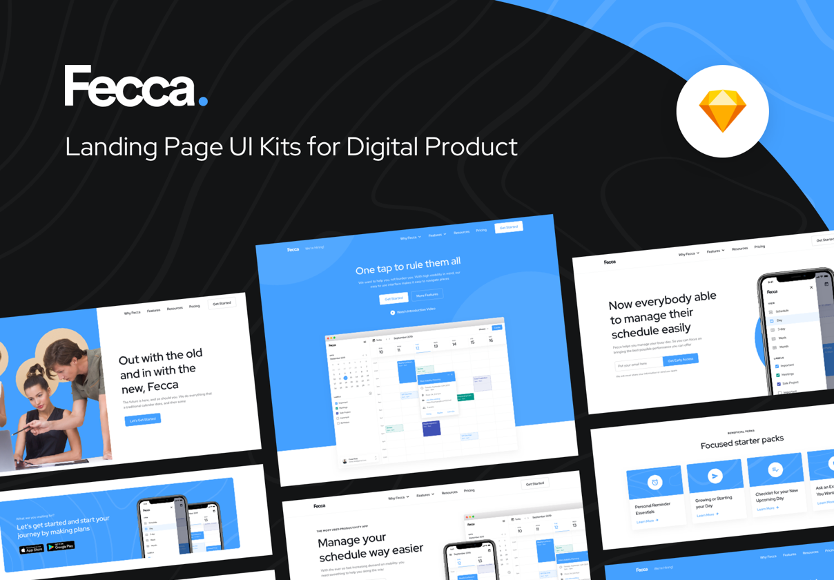 数码产品网站登录页面设计UI套件素材 Fecca - Landing Page UI Kit_img_2