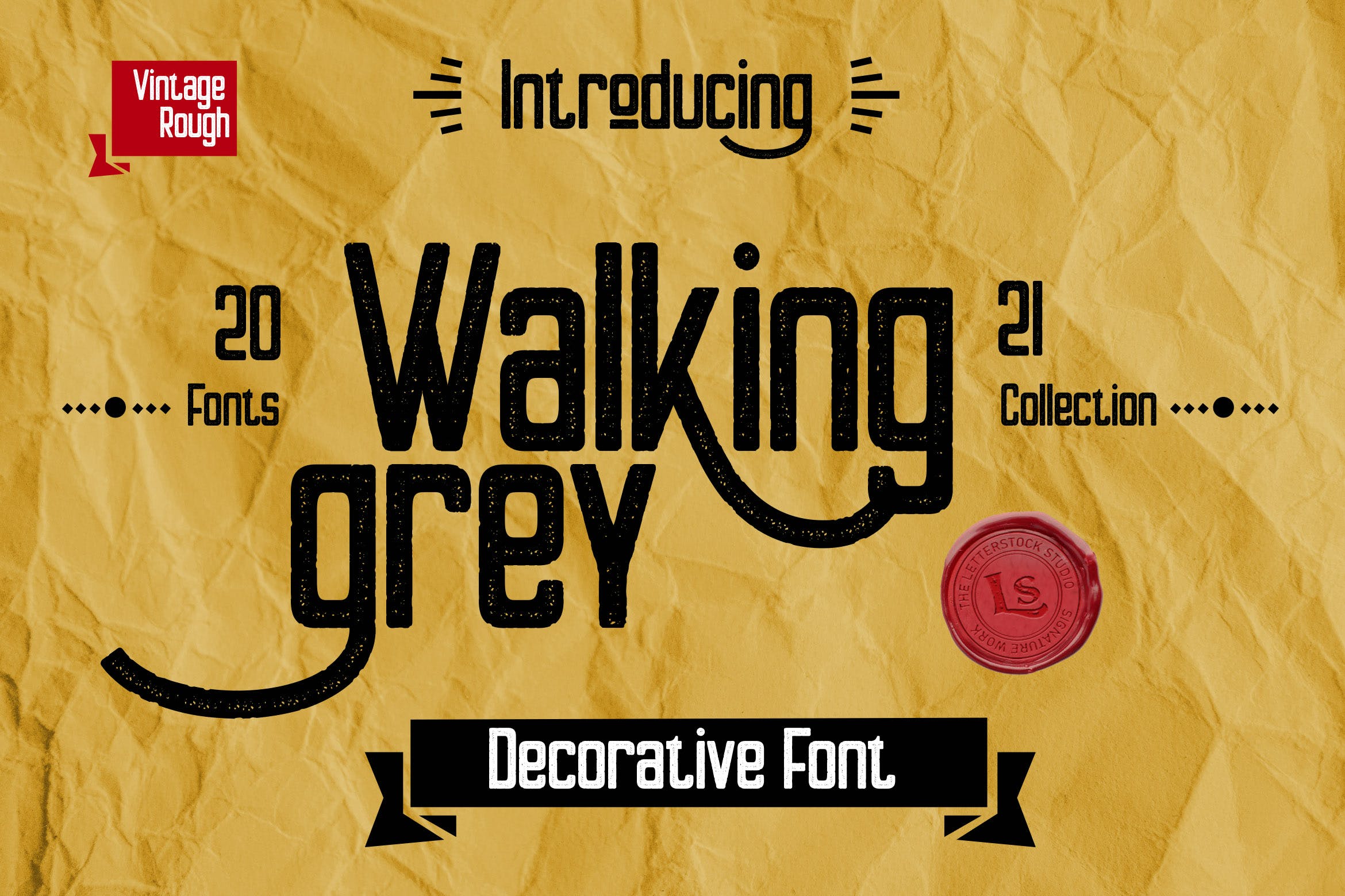 潮流复古标签包装徽标logo设计无衬线英文字体 Walking Grey_img_2