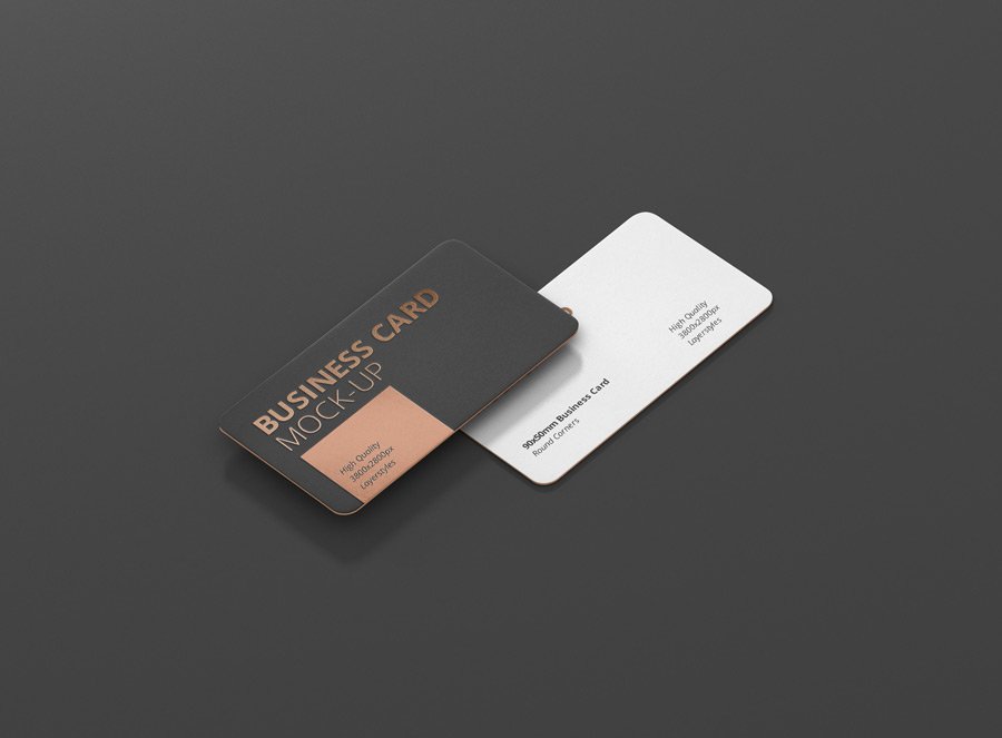 6款逼真圆角商务名片贴图样机素材 Business Card Mockup Round Corner_img_2