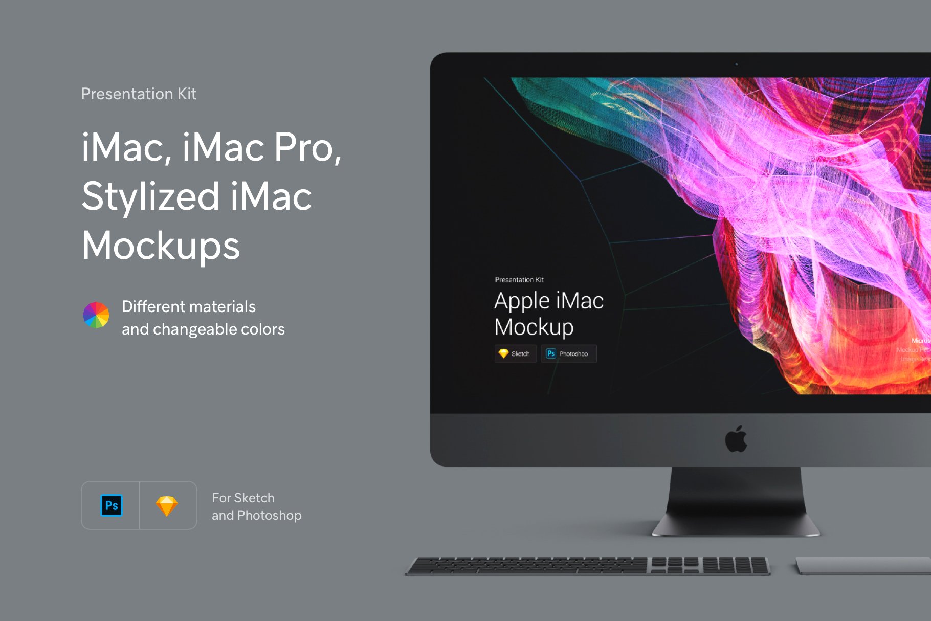 时尚APP应用程序&网站界面设计苹果iMac一体机屏幕演示样机素材 Stylized iMac Pro Mockup_img_2