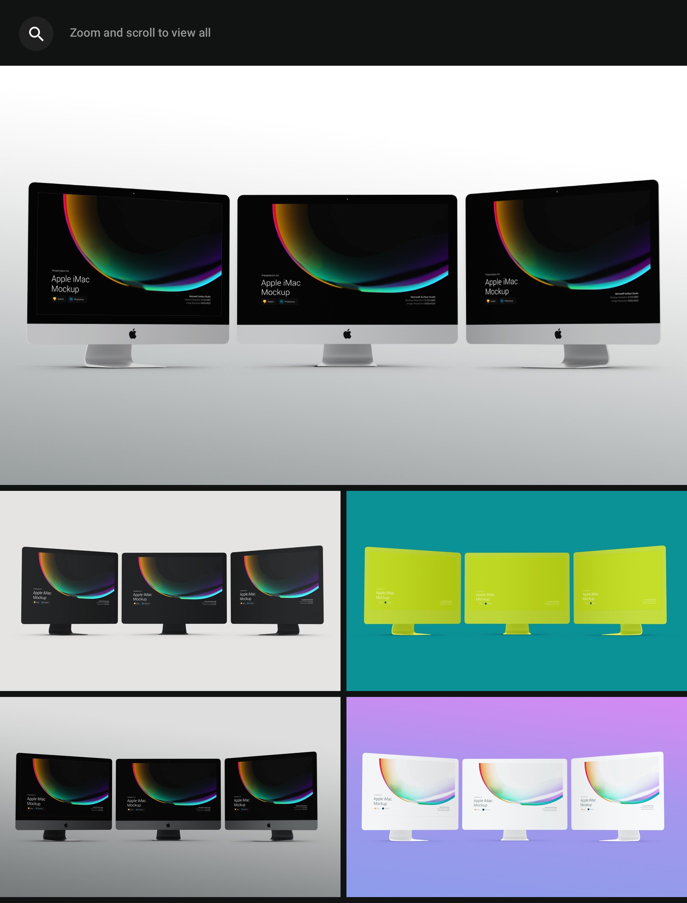 时尚APP应用程序&网站界面设计苹果iMac一体机屏幕演示样机素材 Stylized iMac Pro Mockup_img_2