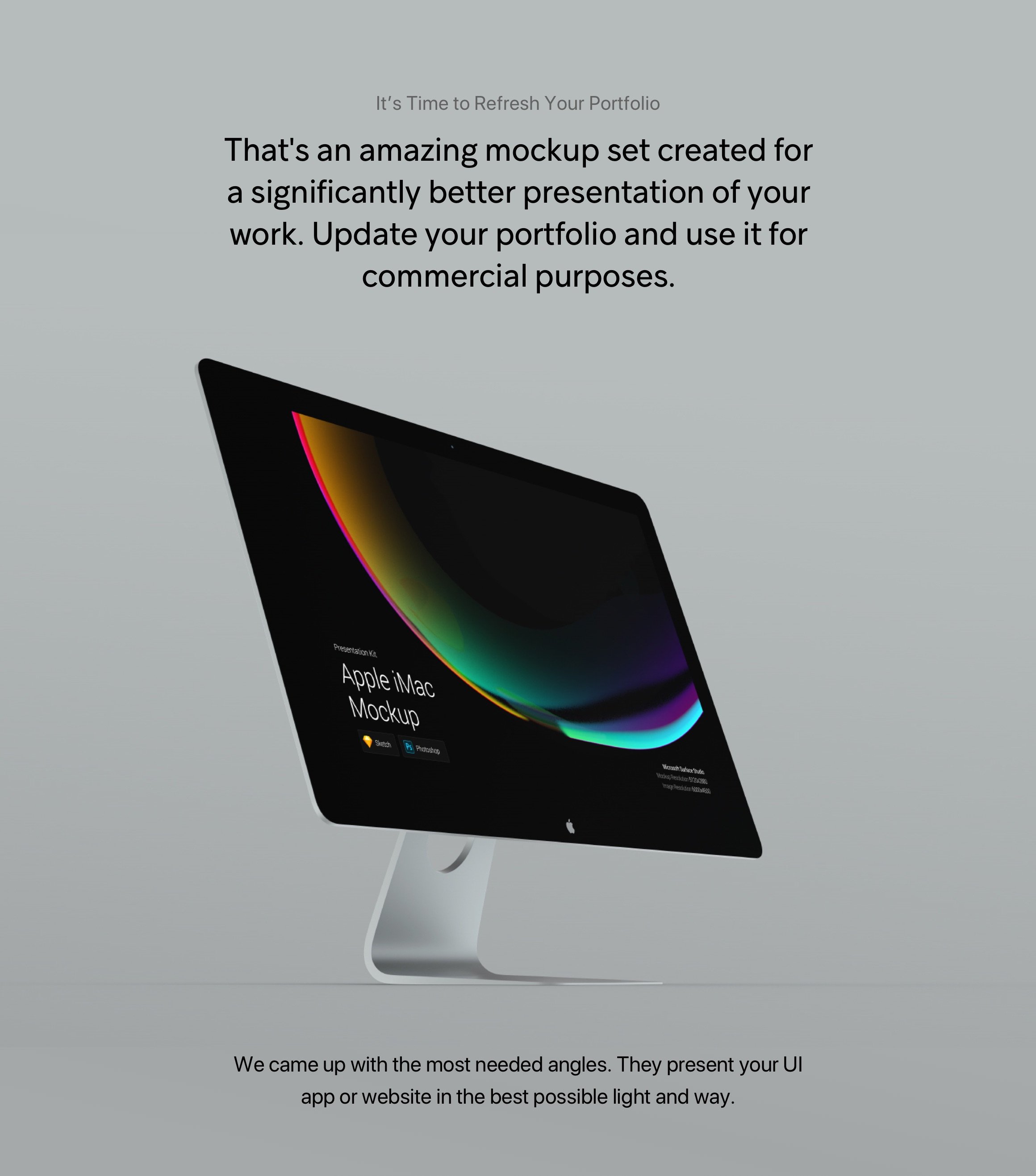 时尚APP应用程序&网站界面设计苹果iMac一体机屏幕演示样机素材 Stylized iMac Pro Mockup_img_2