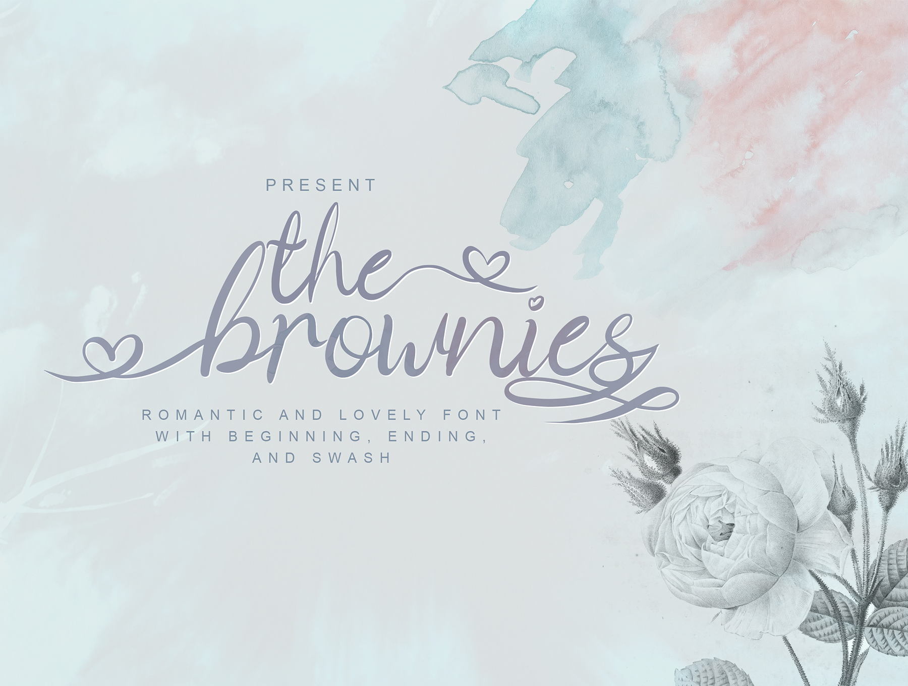 浪漫女性化海报标题徽标Logo设计手写英文字体素材 The Brownies Romantic Love Font_img_2