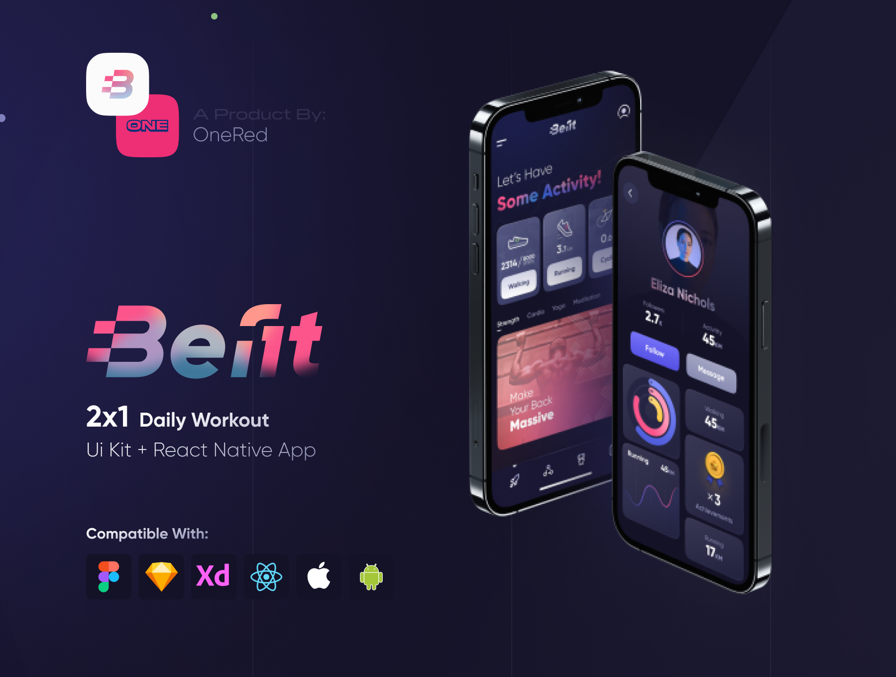 日常锻炼健身APP应用程序界面设计UI套件素材 Befit Ui Kit + App_img_2